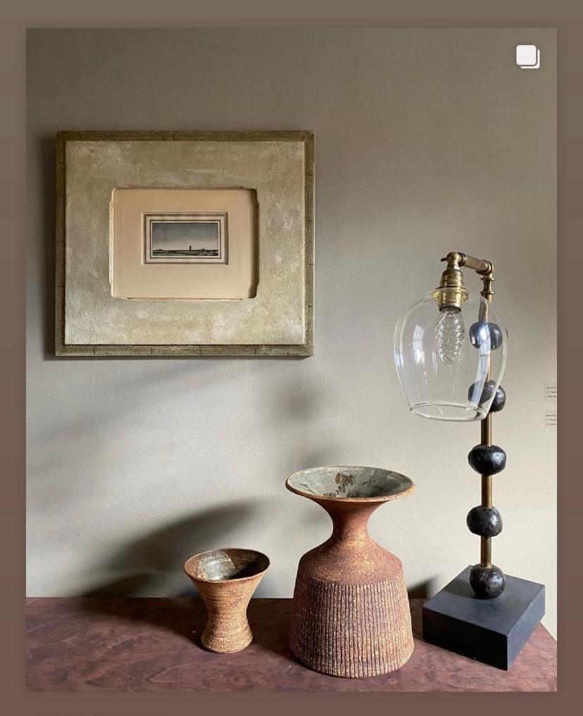 Modern Pearl Desk Lamp, Contemporary, Sculptural, Brass, Slate, Glass by Margit Wittig For Sale