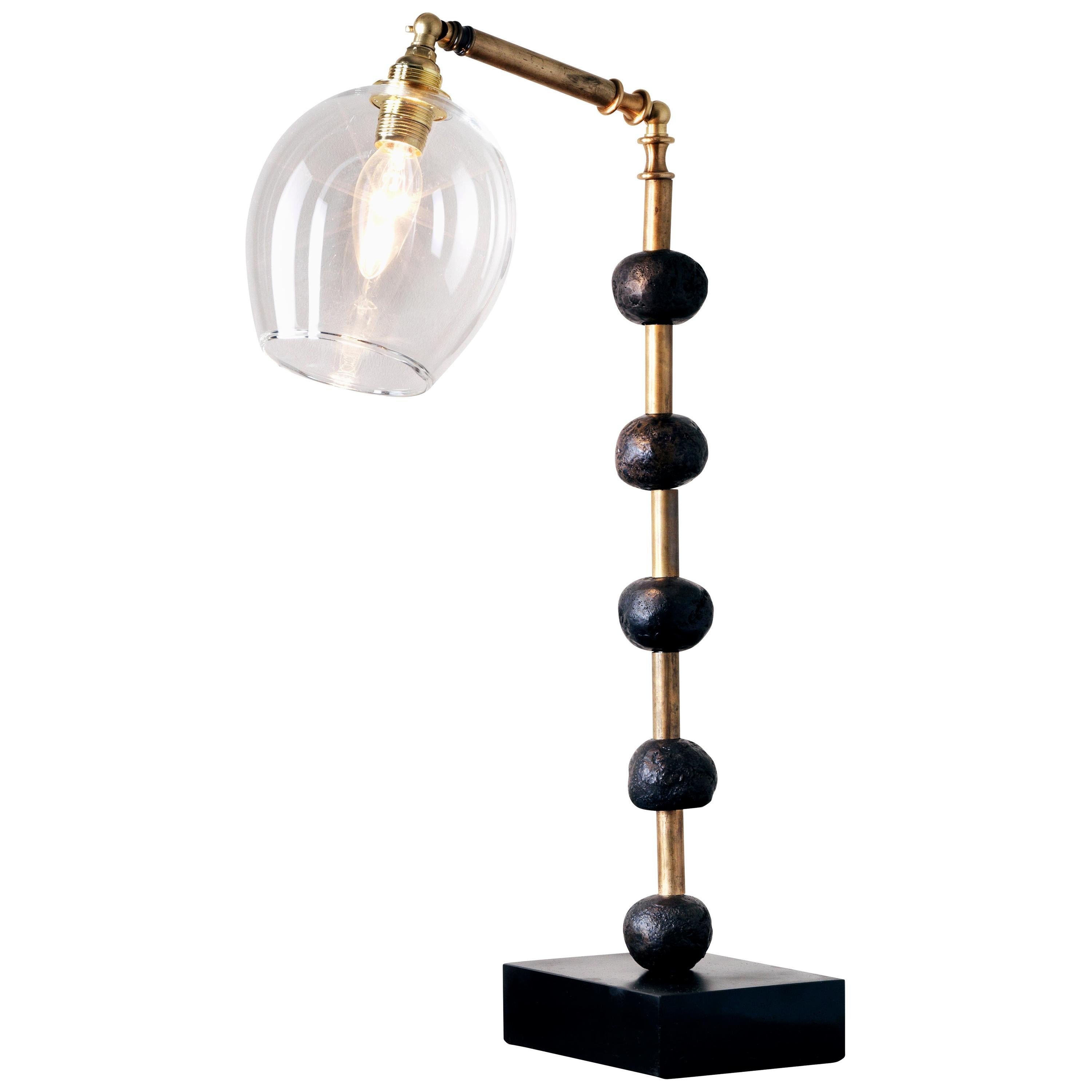 'Pearl' Desk Lamp, European, Brass, Slate, Bronze, Resin, Glass by Margit Wittig