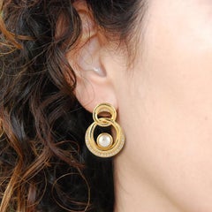 Pearl Diamond 14 Karat Gold Interlocking Earrings