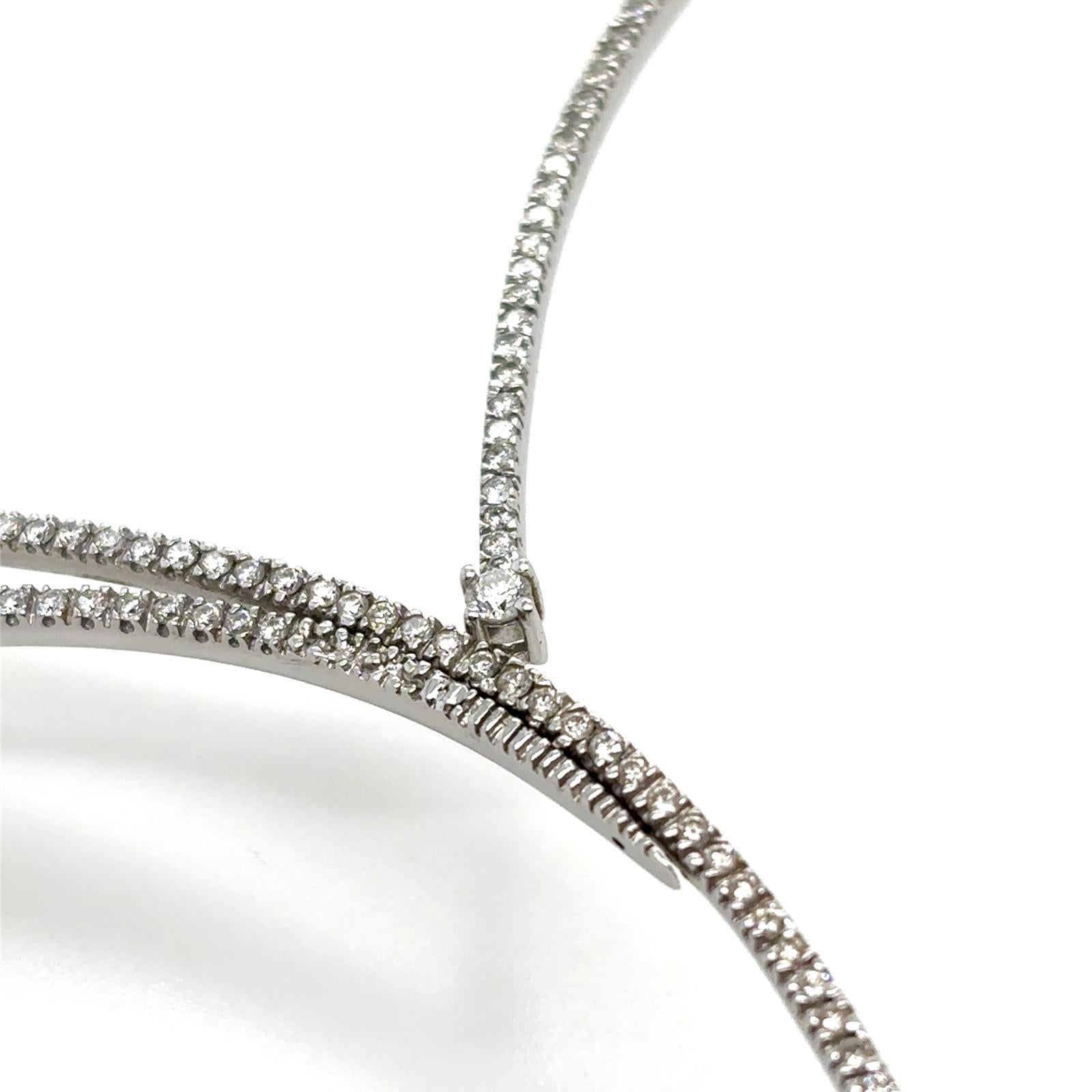 Pearl Diamond 14 Karat White Gold Négligée Necklace For Sale 2