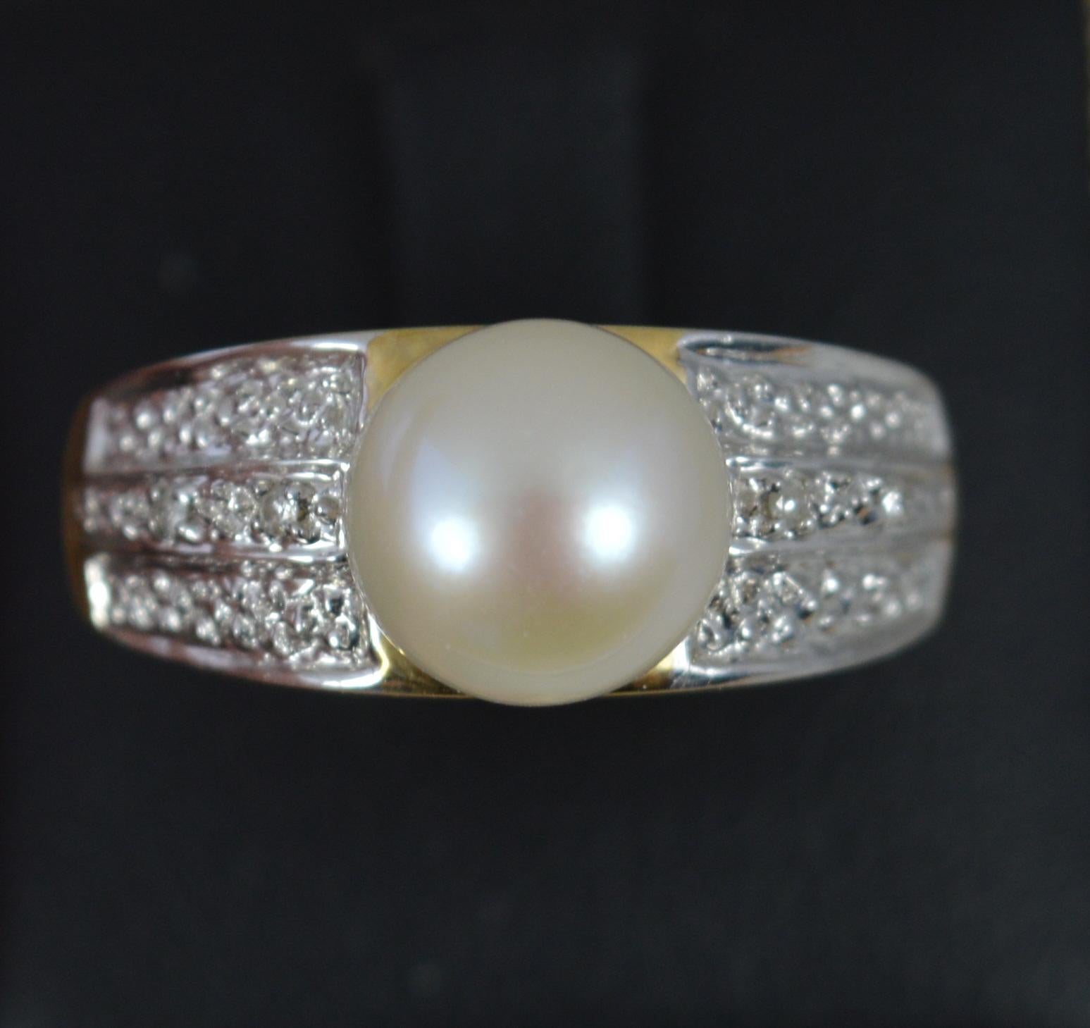 Pearl Diamond 14ct Gold Ring For Sale 1