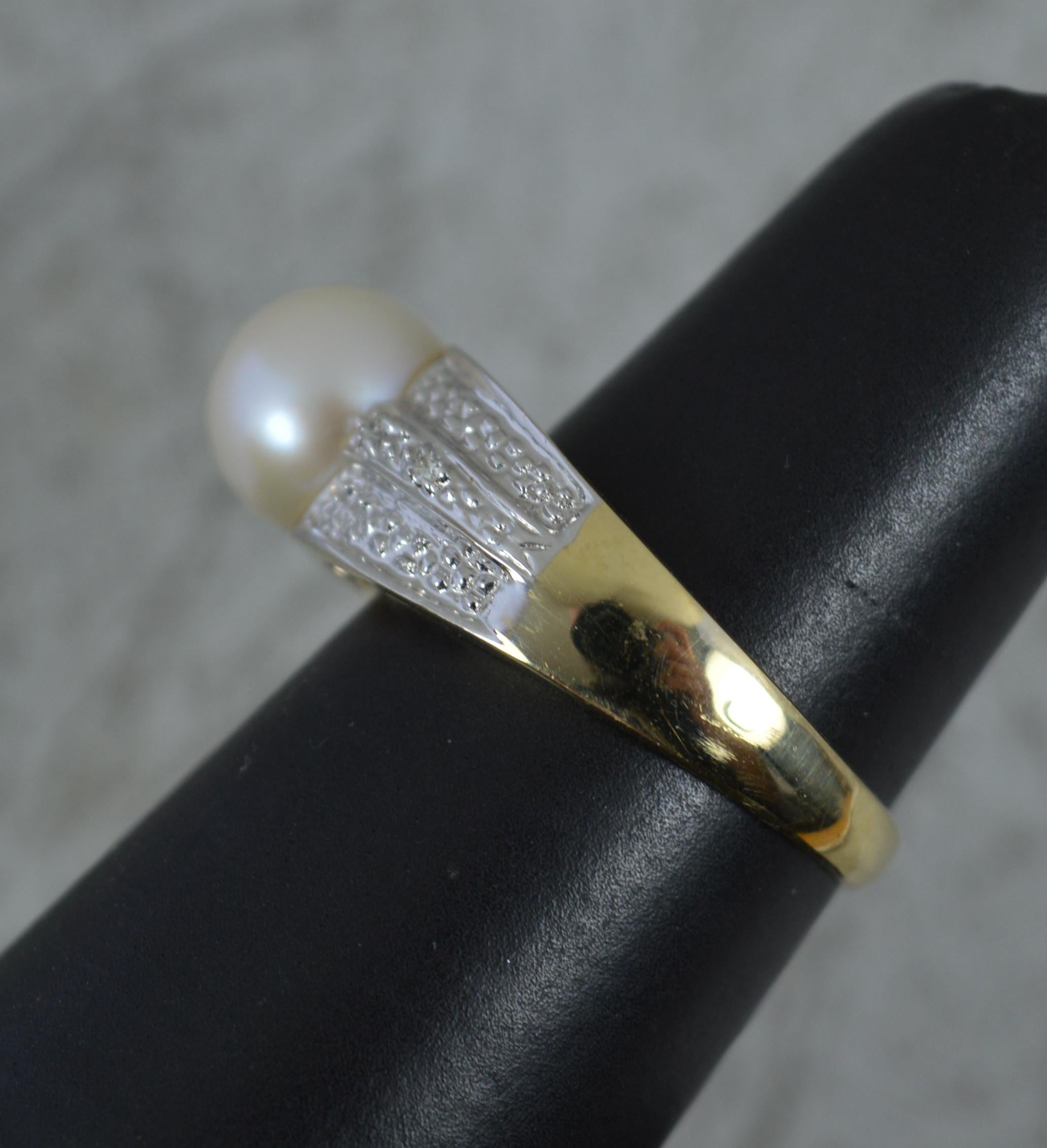 Pearl Diamond 14ct Gold Ring For Sale 2