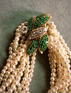 Pearl diamond and emerald bracelet