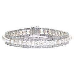 Pearl, Diamond and Platinum Bracelet, 3.81 Carat