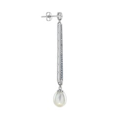 Perle & Diamant Blauer Saphir Vintage Style Tropfen Weißgold Ohrringe