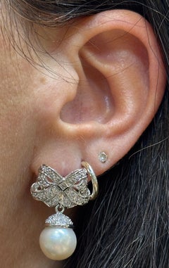 Pearl & Diamond Bow Earrings