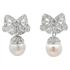 Pearl & Diamond Bow Earrings