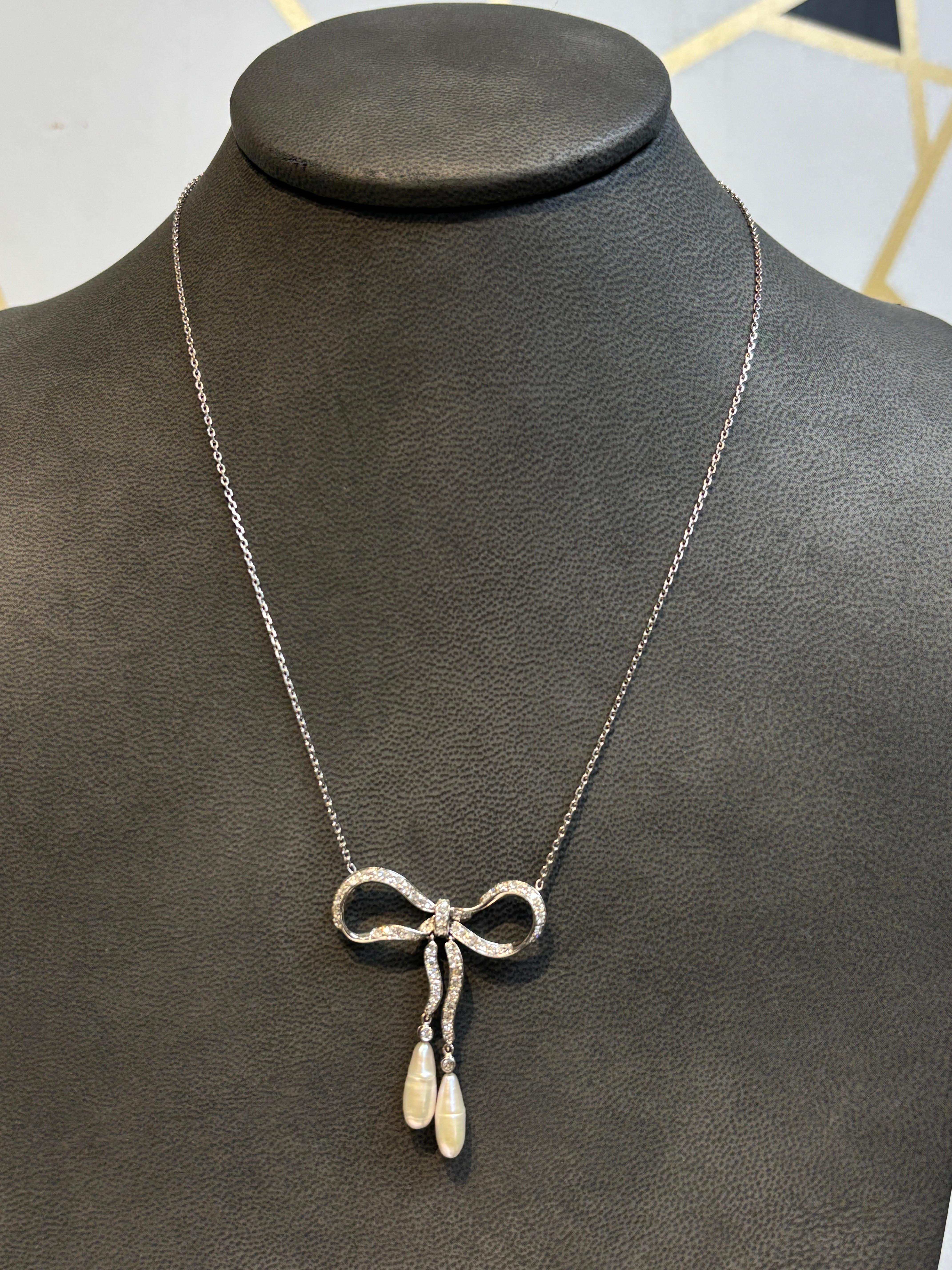 Collar de perlas y diamantes en Excelente estado para la venta en New York, NY