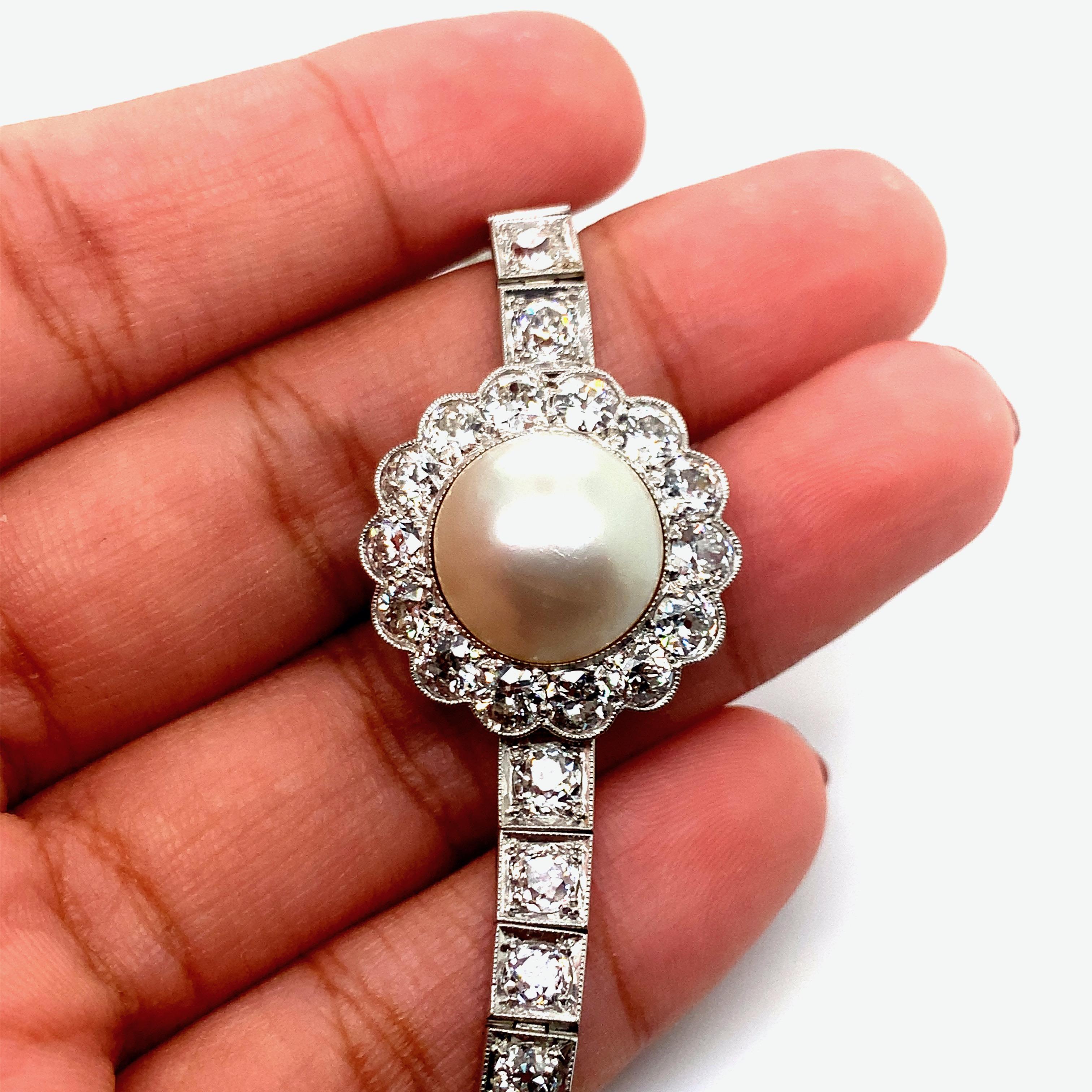 Women's Pearl Diamond Bracelet For Sale