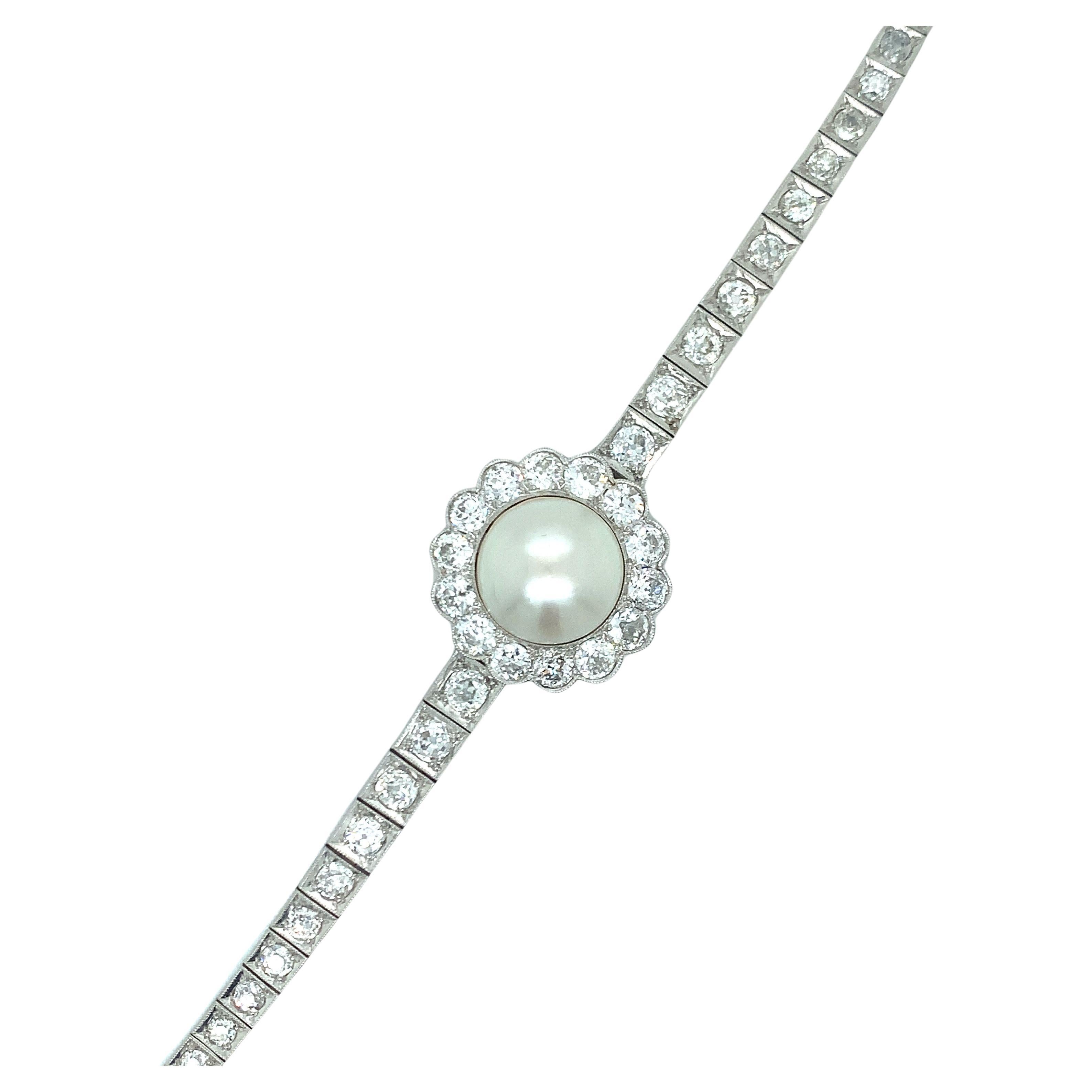 Pulsera de perlas y diamantes