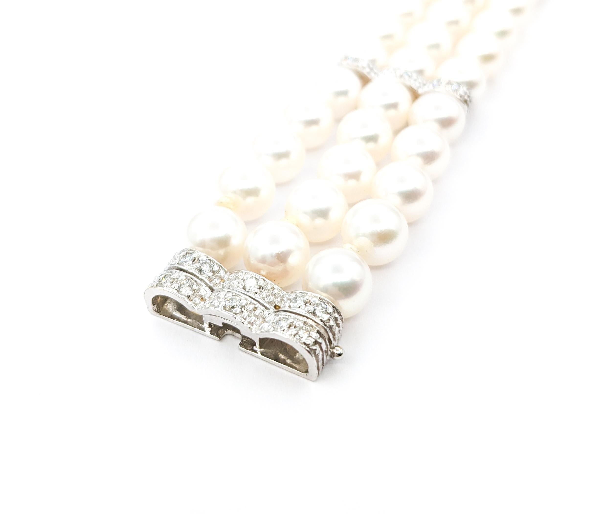 Perlen- und Diamantarmband aus 18k Weißgold im Zustand „Hervorragend“ in Bloomington, MN