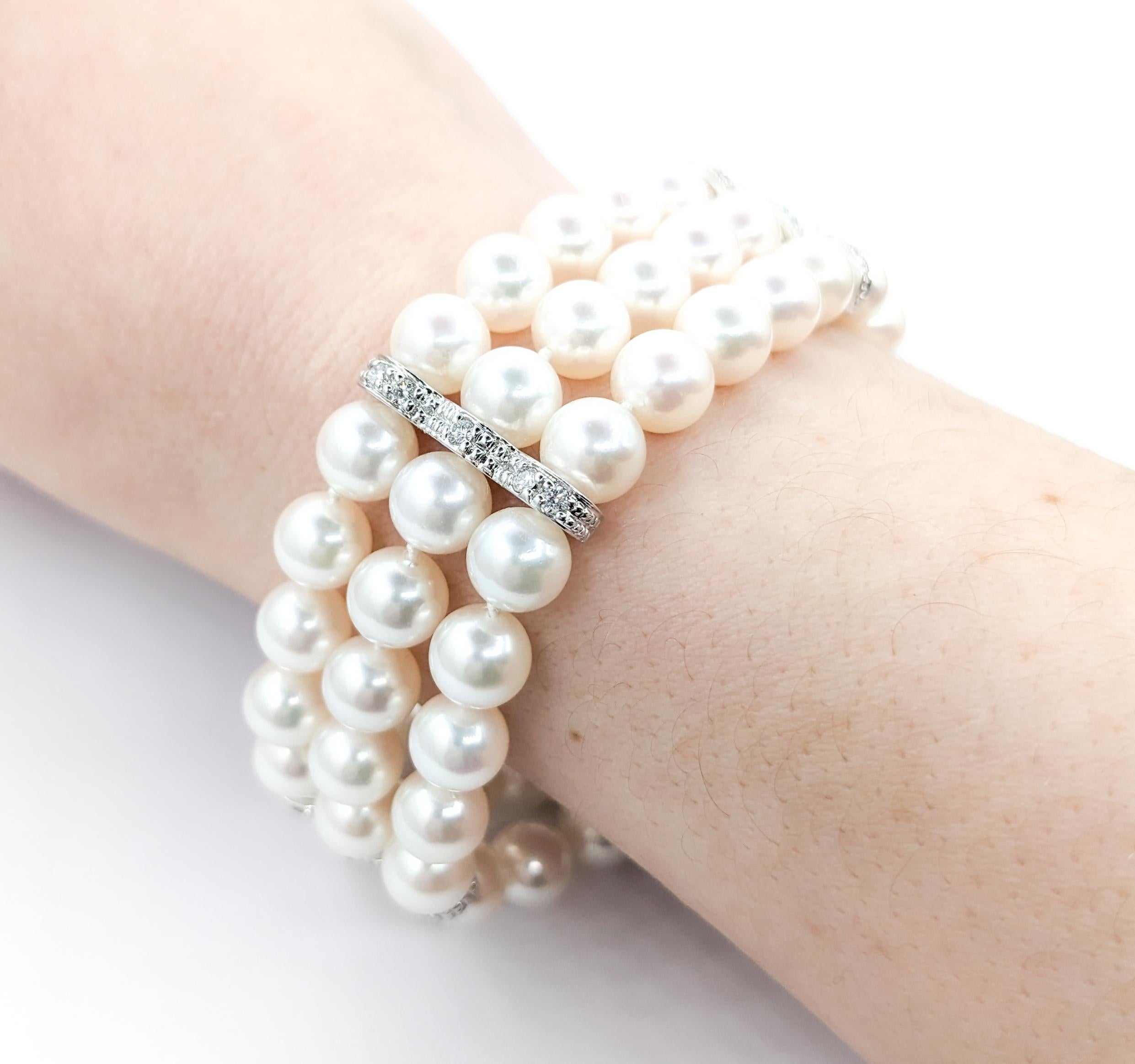 Perlen- und Diamantarmband aus 18k Weißgold 1
