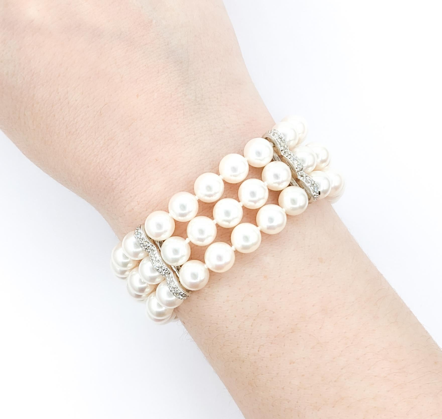 Perlen- und Diamantarmband aus 18k Weißgold 2