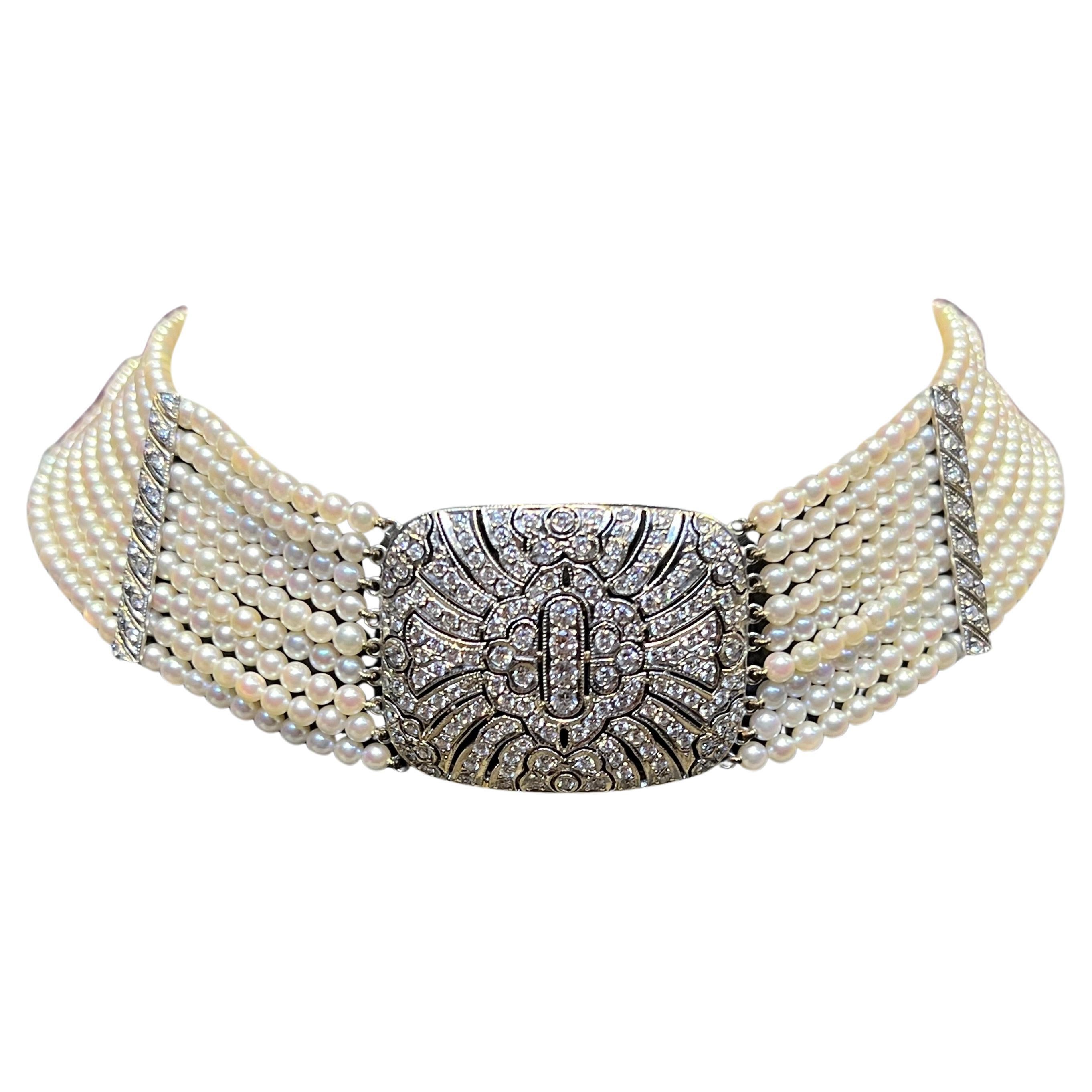 Pearl & Diamond Choker Necklace
