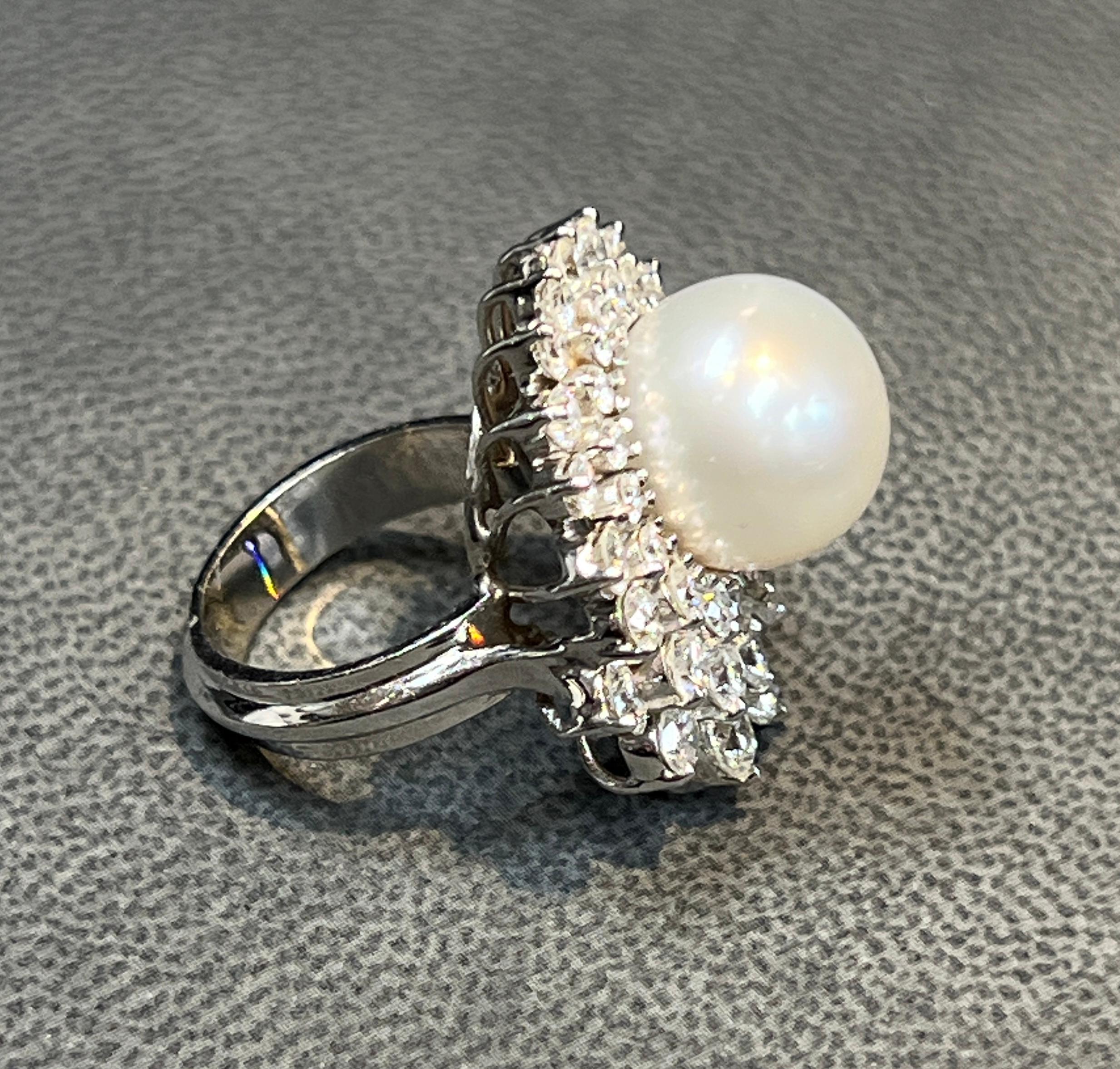 Cocktailring mit Perle und Diamant im Angebot 1