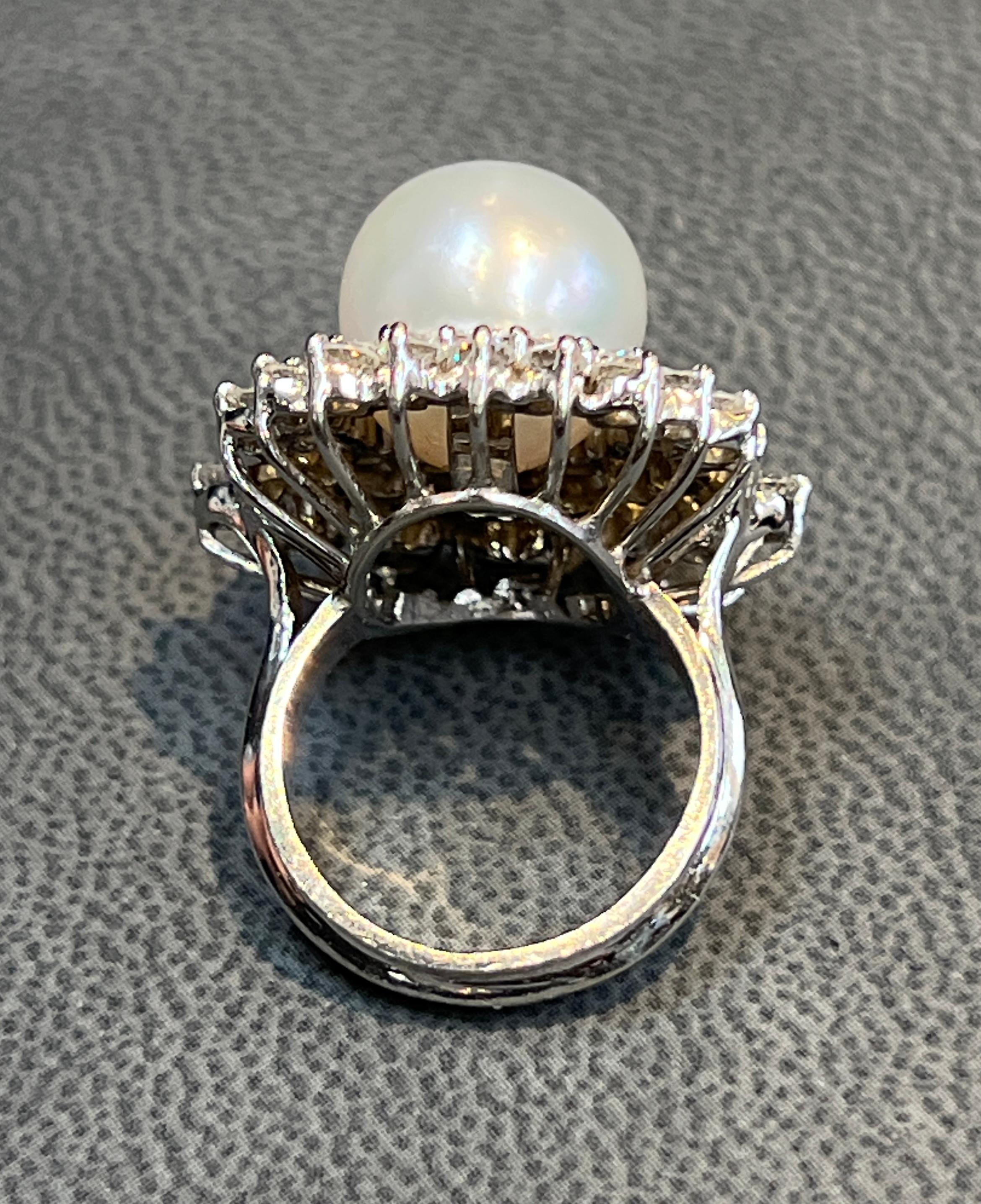 Cocktailring mit Perle und Diamant im Angebot 2