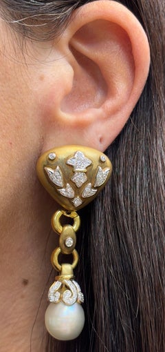 Pearl & Diamond Day And Night Earrings