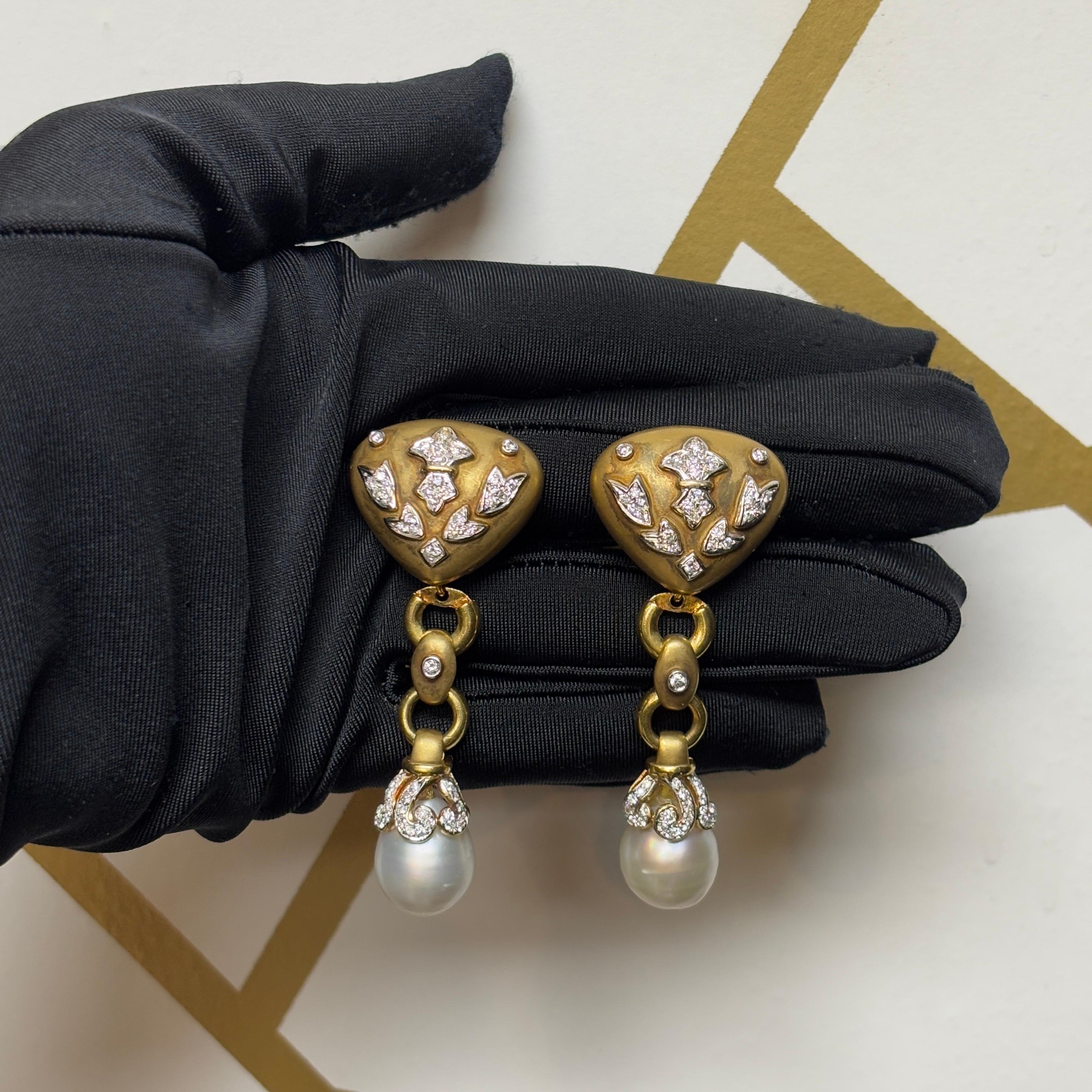 Orecchini giorno e notte con perle e diamanti In condizioni ottime in vendita a New York, NY