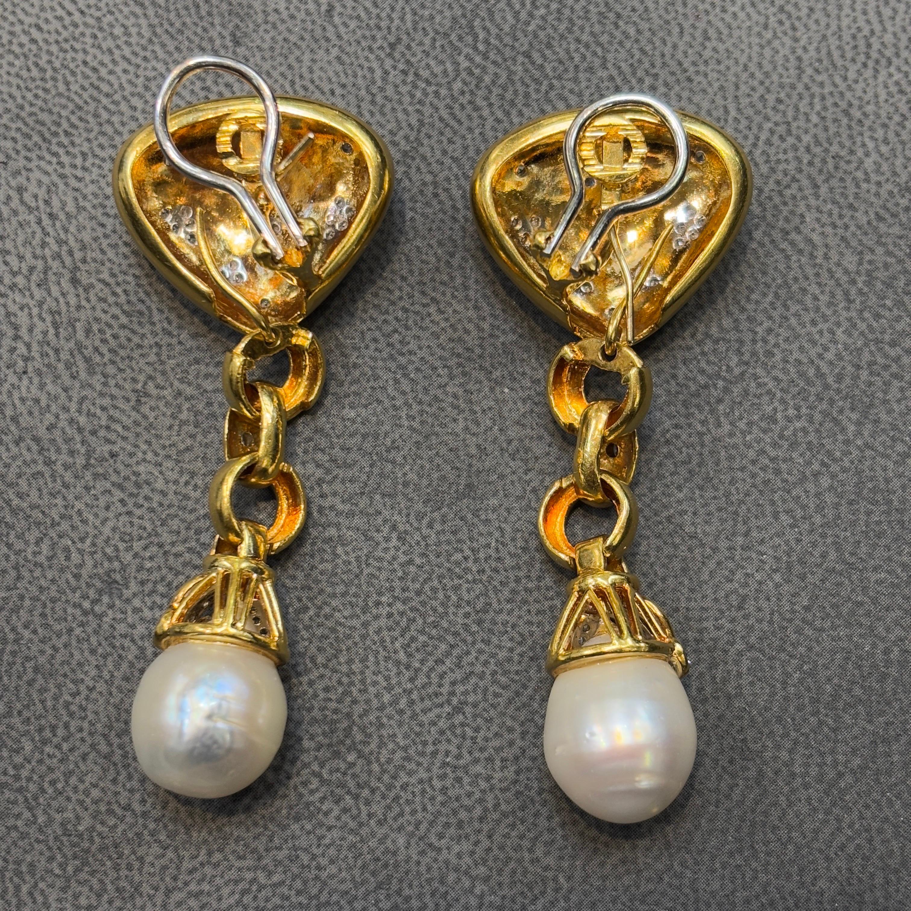 Orecchini giorno e notte con perle e diamanti in vendita 1