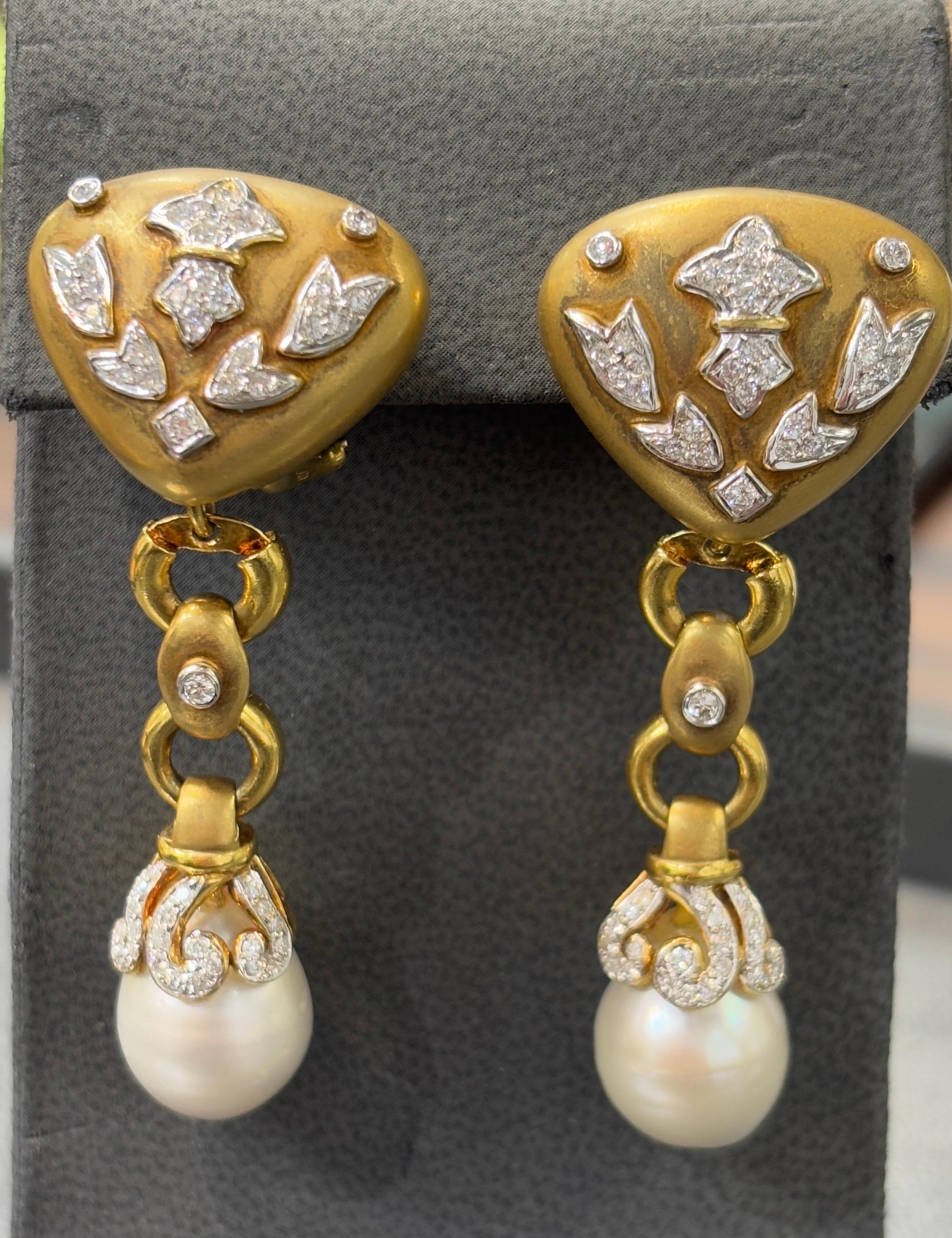 Orecchini giorno e notte con perle e diamanti in vendita 2