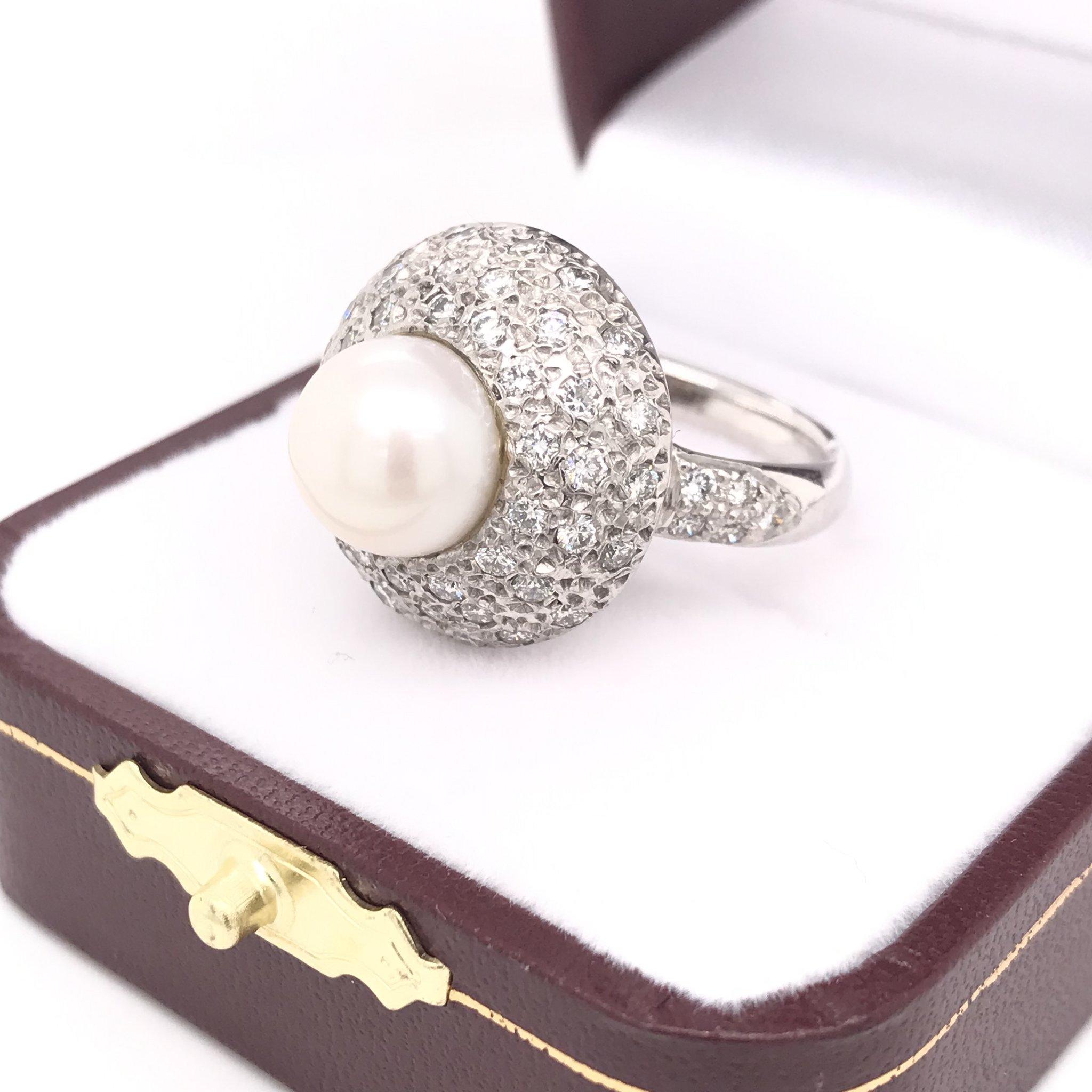 Pearl and Diamond Dome Ring 1