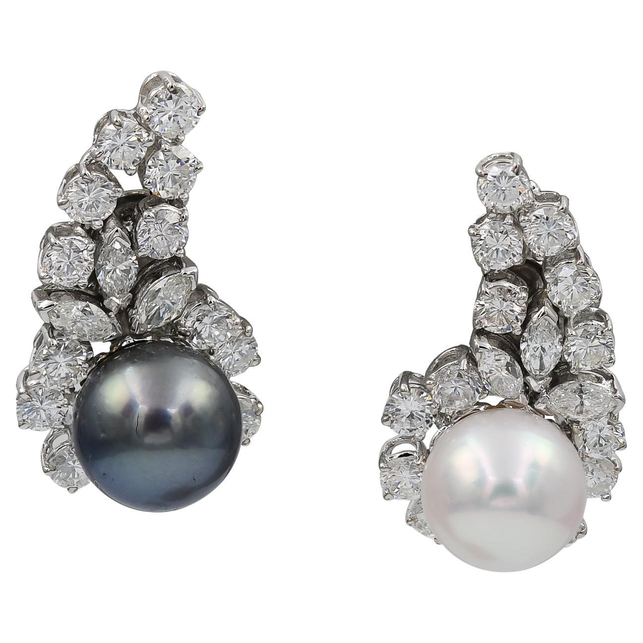 Mixed Cut Pearl Diamond Earrings