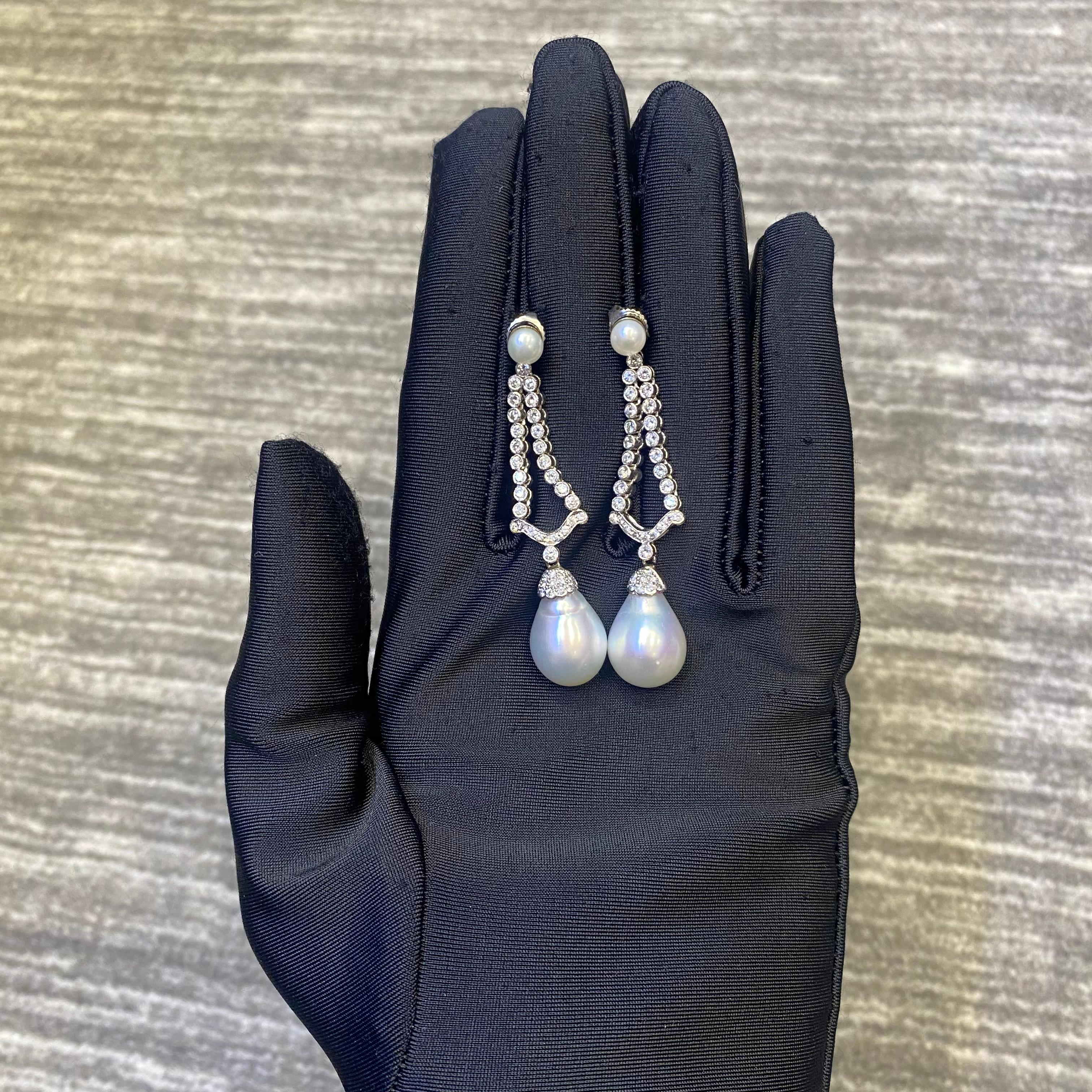 Perlen- & Diamant-Ohrringe im Zustand „Hervorragend“ im Angebot in New York, NY