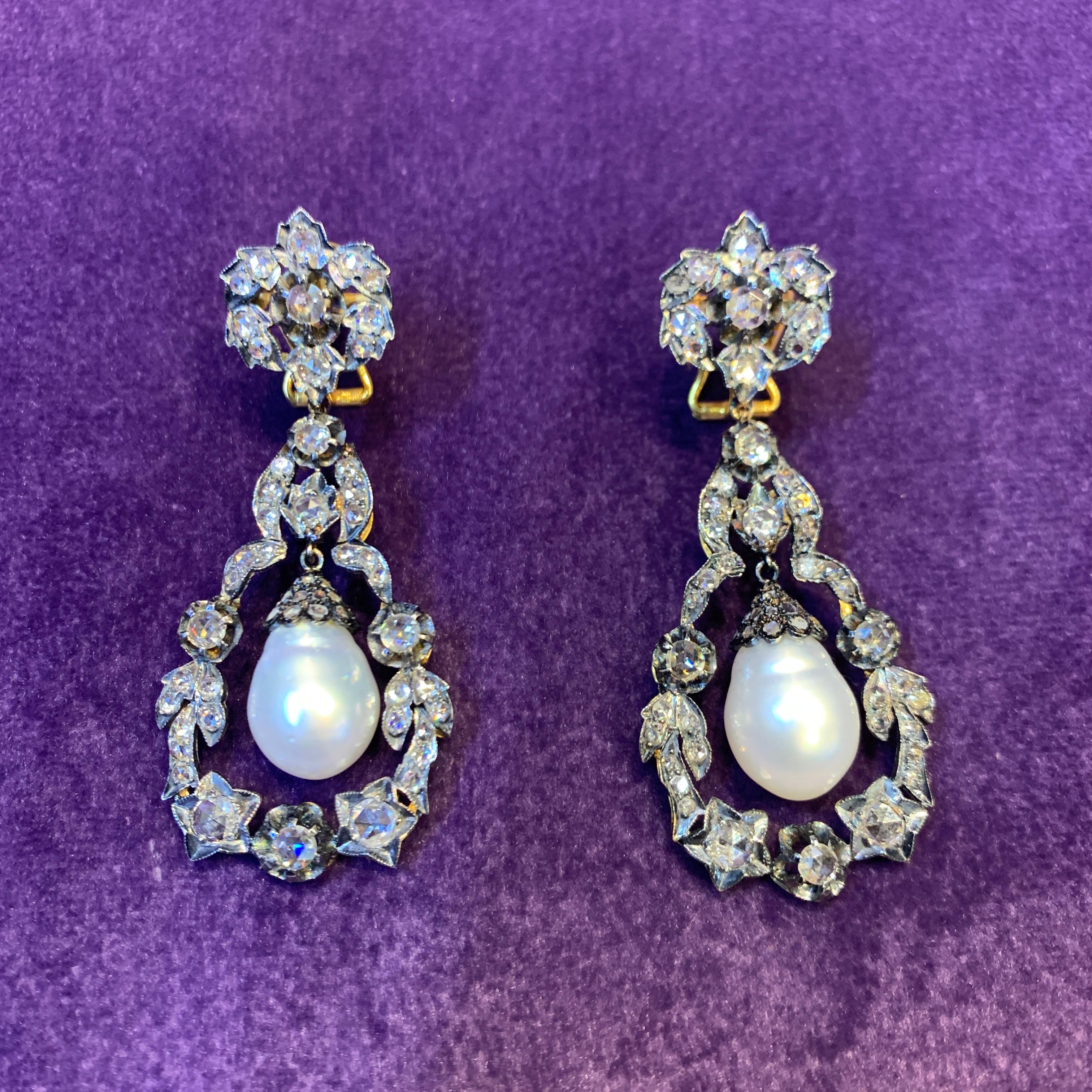 Women's Pearl & Diamond Earrings For Sale