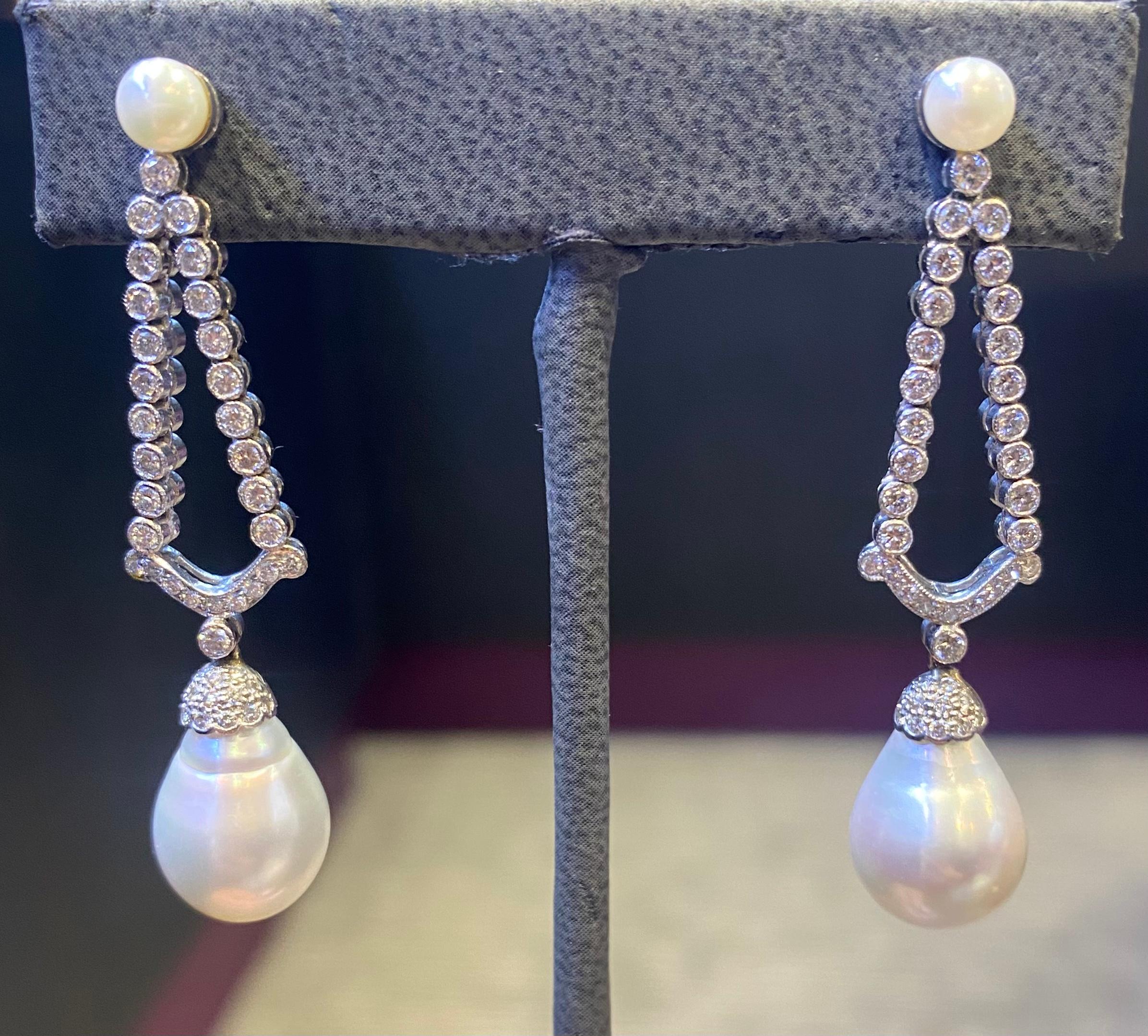 Perlen- & Diamant-Ohrringe Damen im Angebot
