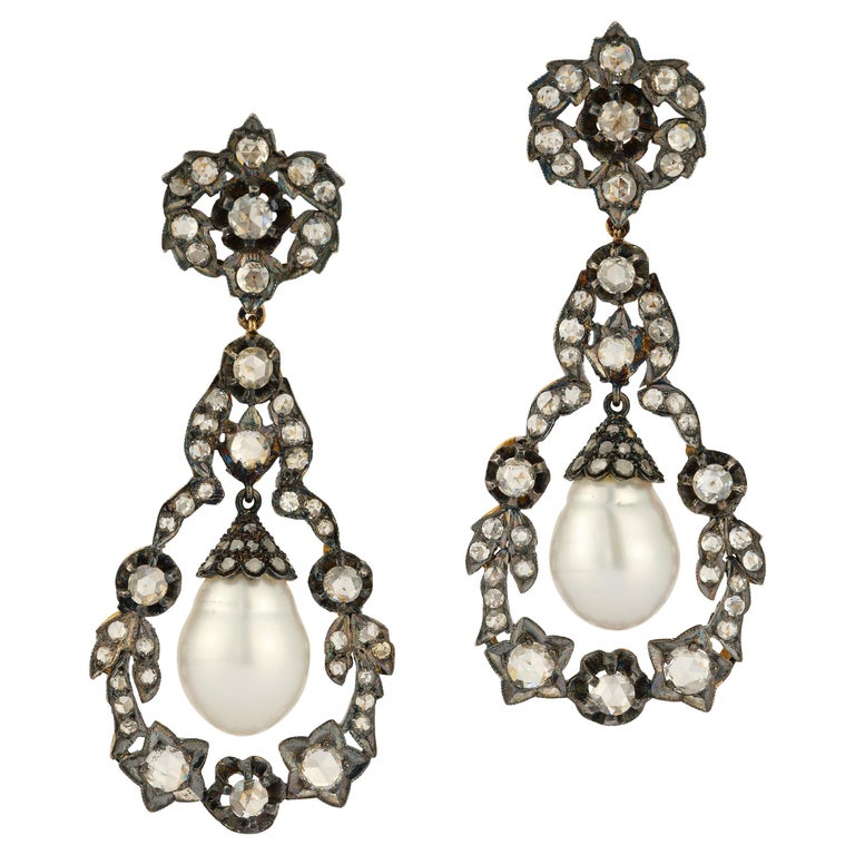 Pearl and Diamond Earrings For Sale at 1stDibs