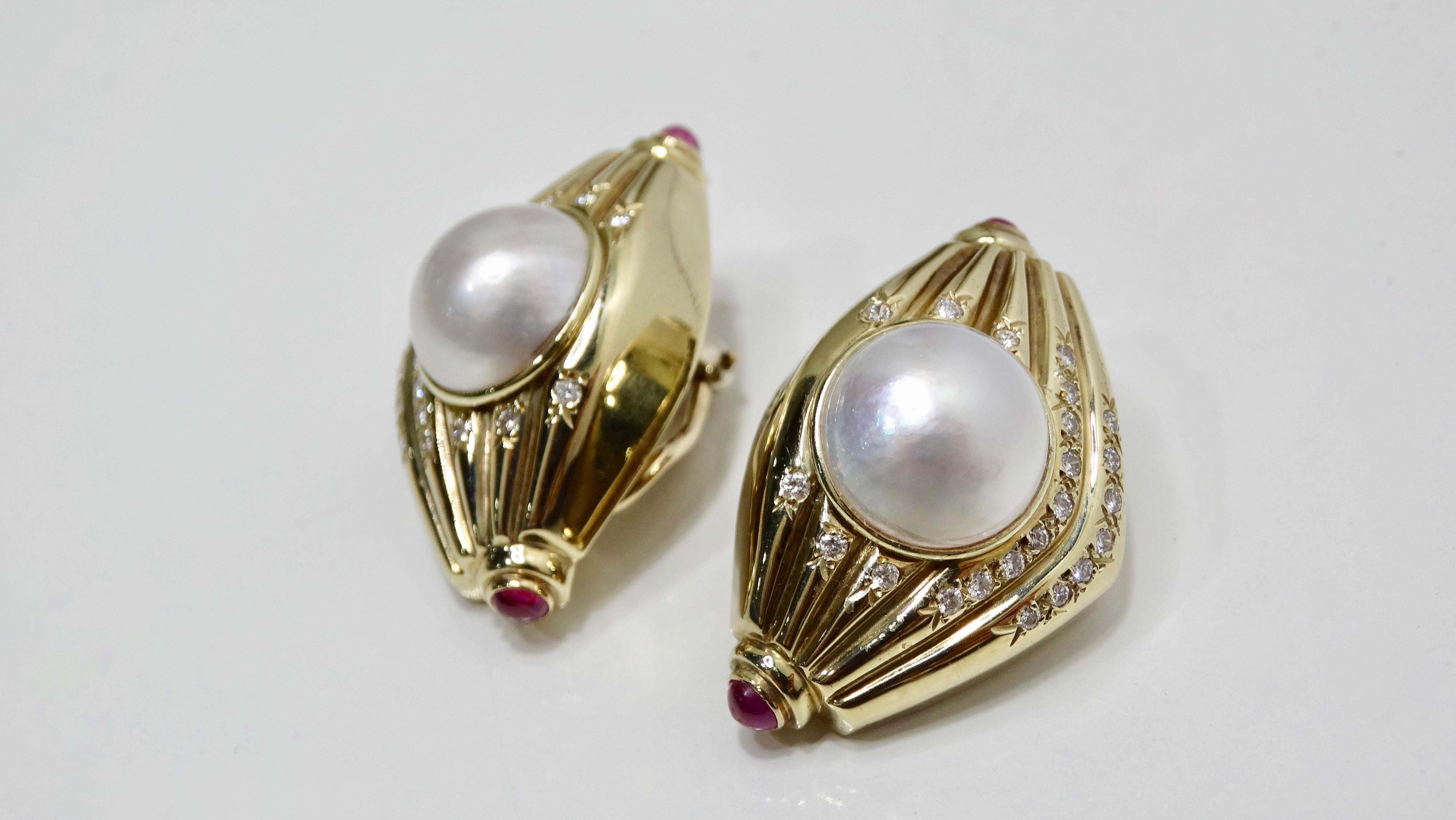 Pearl & Diamond French Clip Earrings  For Sale 2