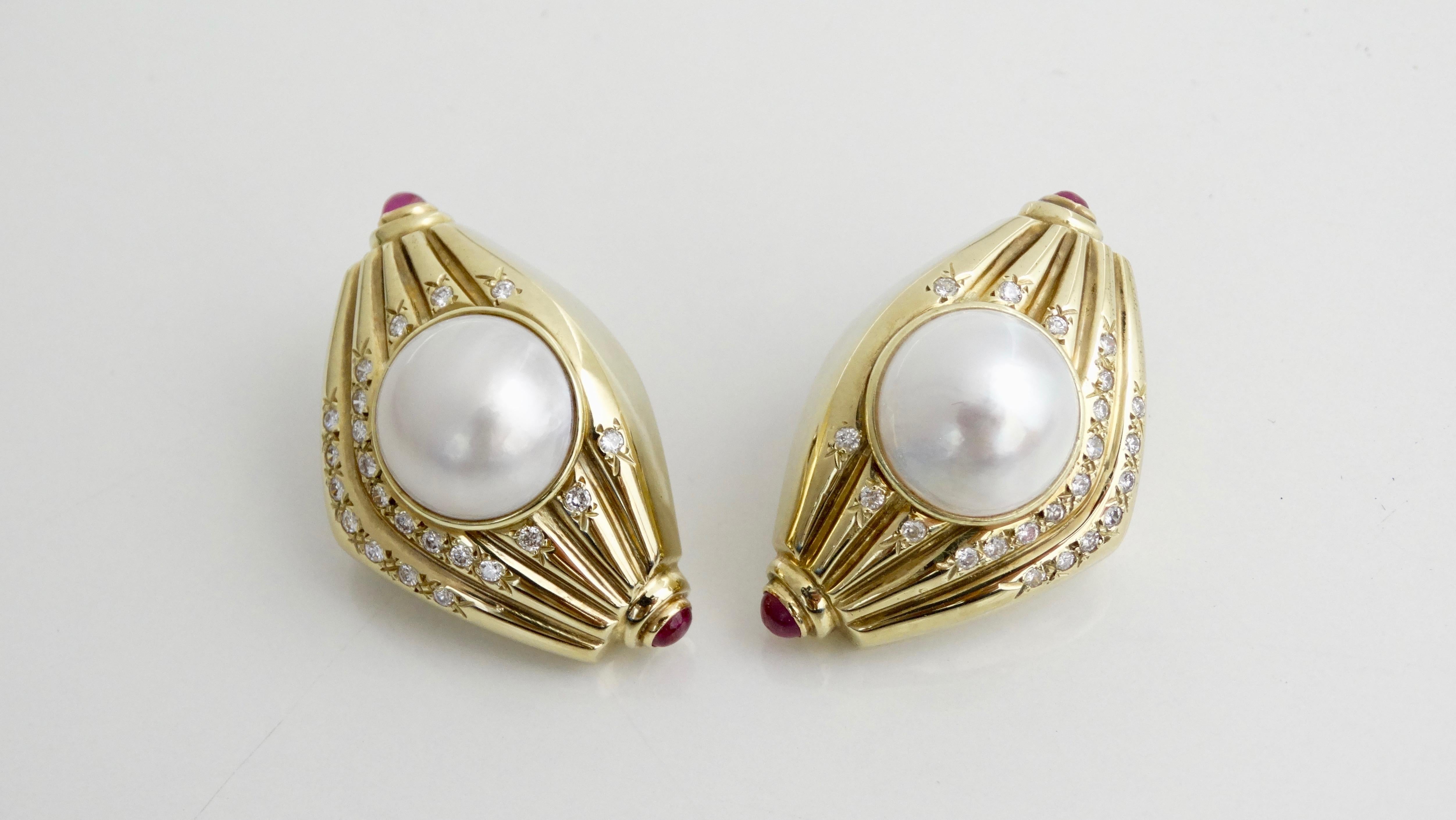 Pearl & Diamond French Clip Earrings  For Sale 3