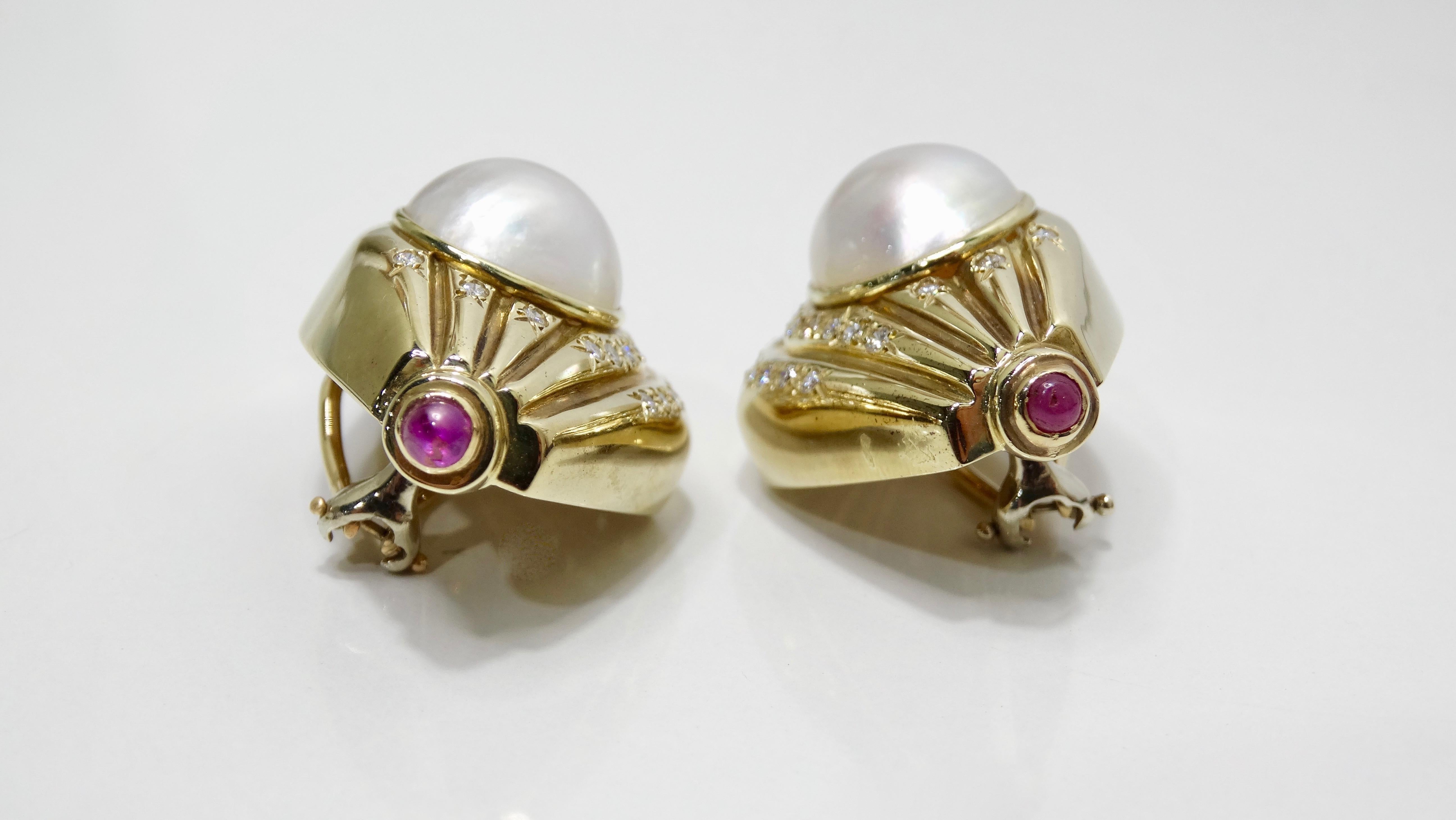 Französische Perlen- und Diamant-Clip-Ohrringe  im Zustand „Gut“ im Angebot in Scottsdale, AZ