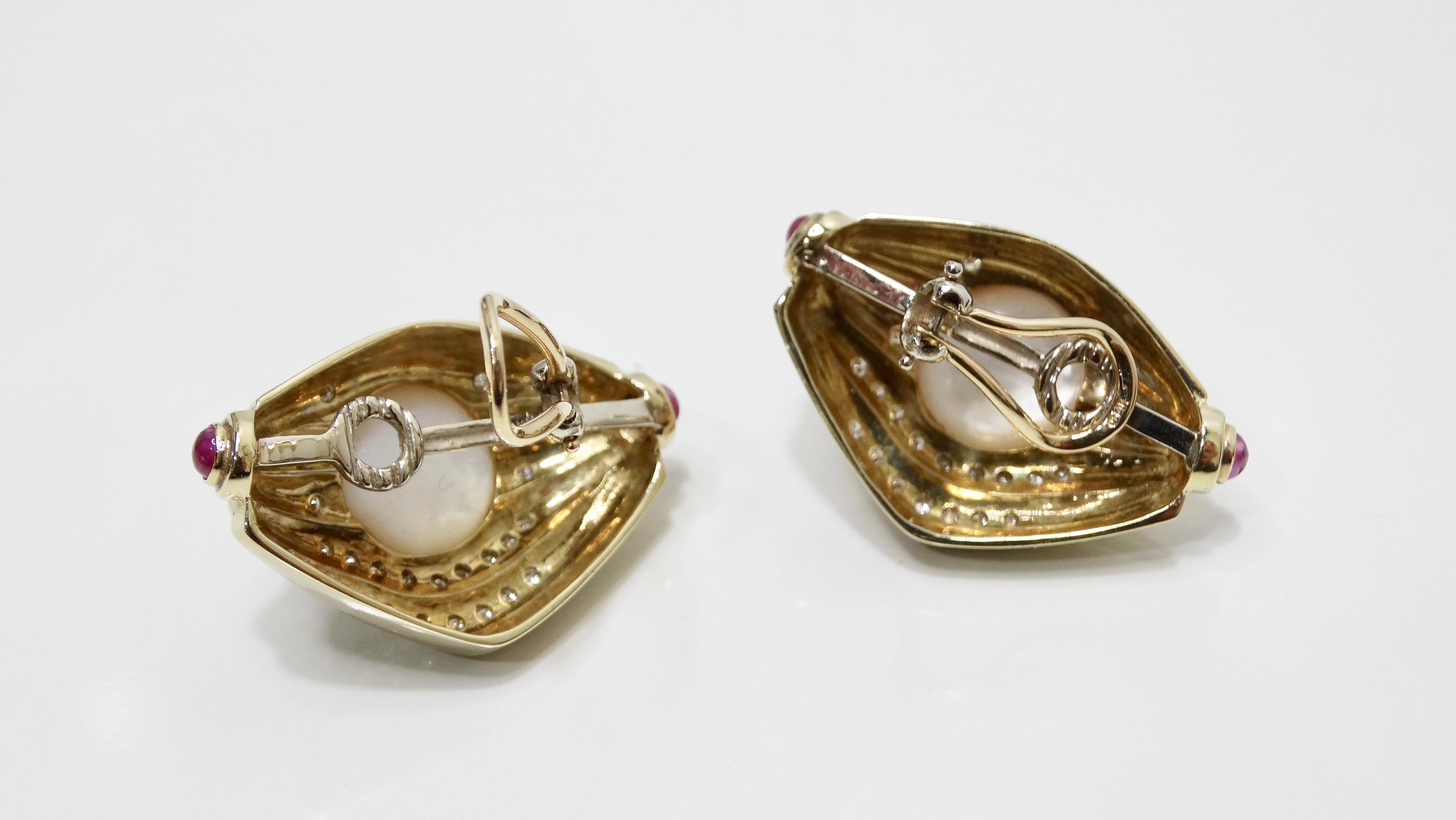 Französische Perlen- und Diamant-Clip-Ohrringe  für Damen oder Herren im Angebot
