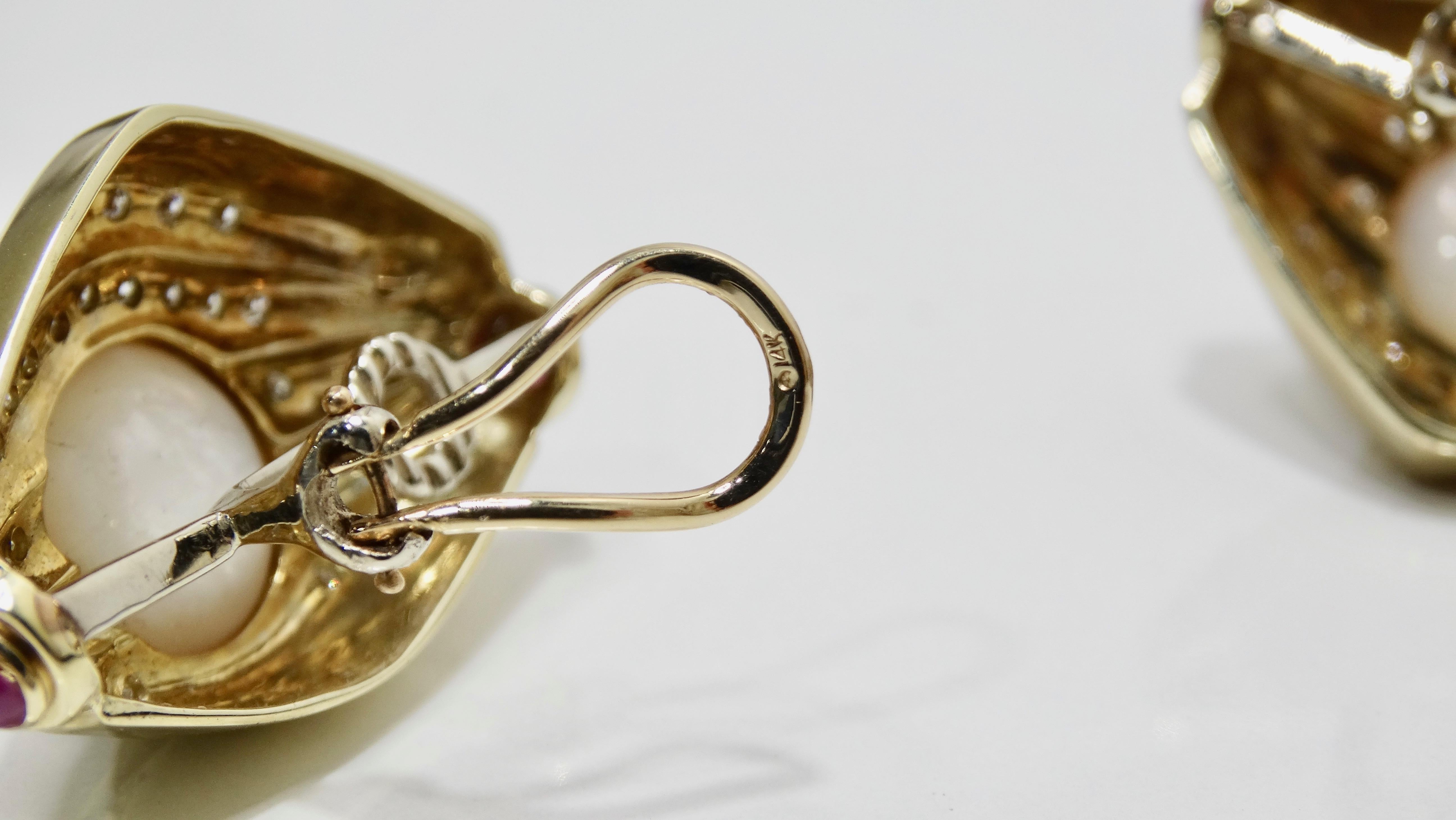 Französische Perlen- und Diamant-Clip-Ohrringe  im Angebot 2