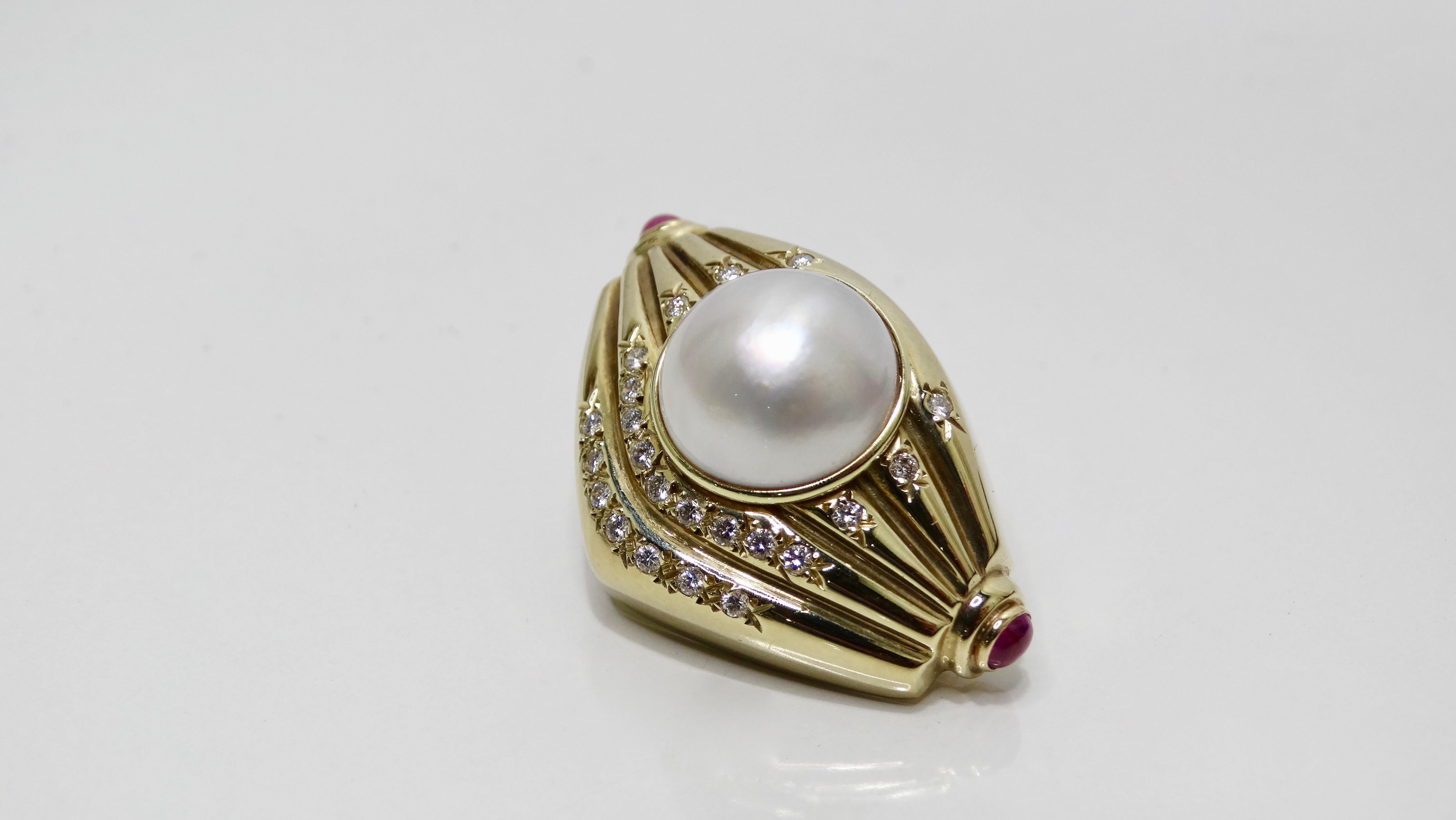 Women's or Men's Pearl & Diamond French Clip Earrings  For Sale