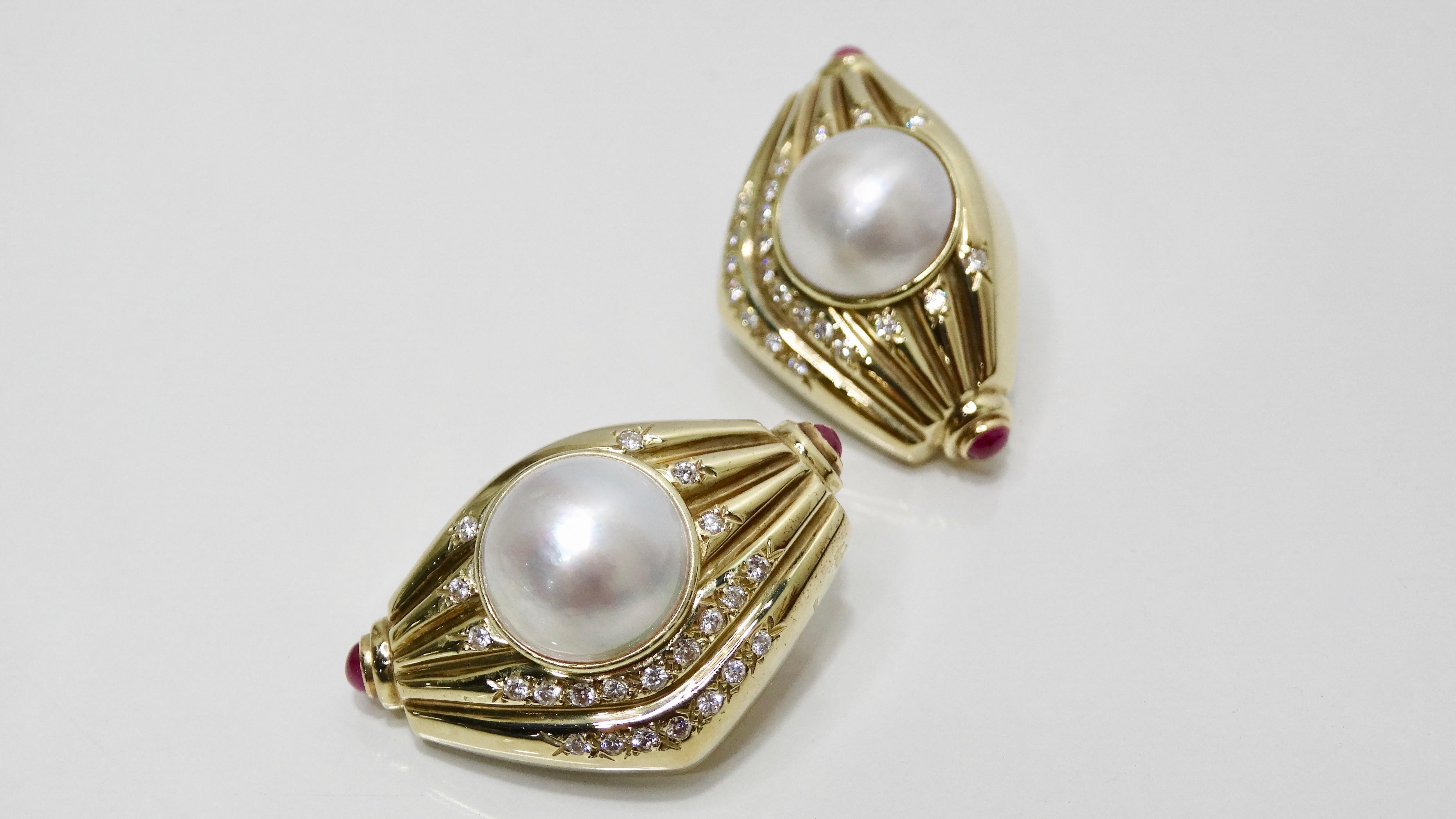 Pearl & Diamond French Clip Earrings  For Sale 1