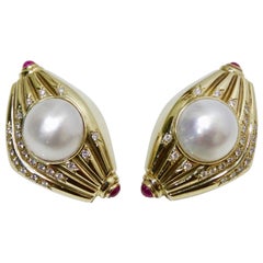 Pearl & Diamond French Clip Earrings 