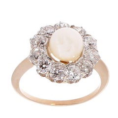 Pearl Diamond Gold Cluster Ring