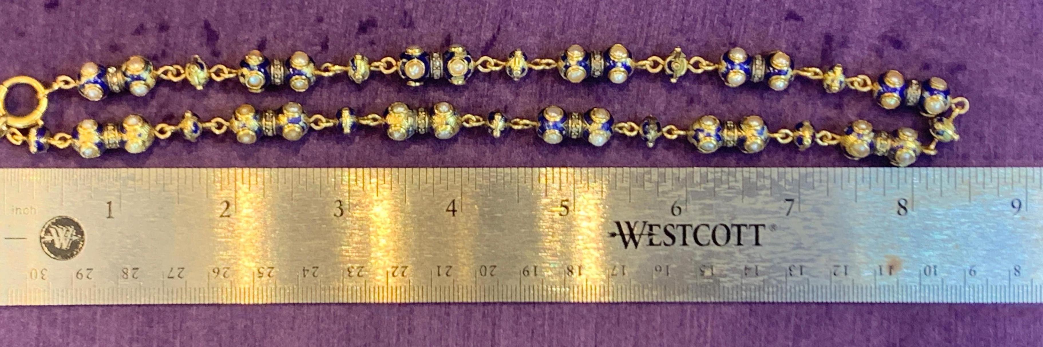 Gold-Halskette mit Perlen und Diamanten im Angebot 2