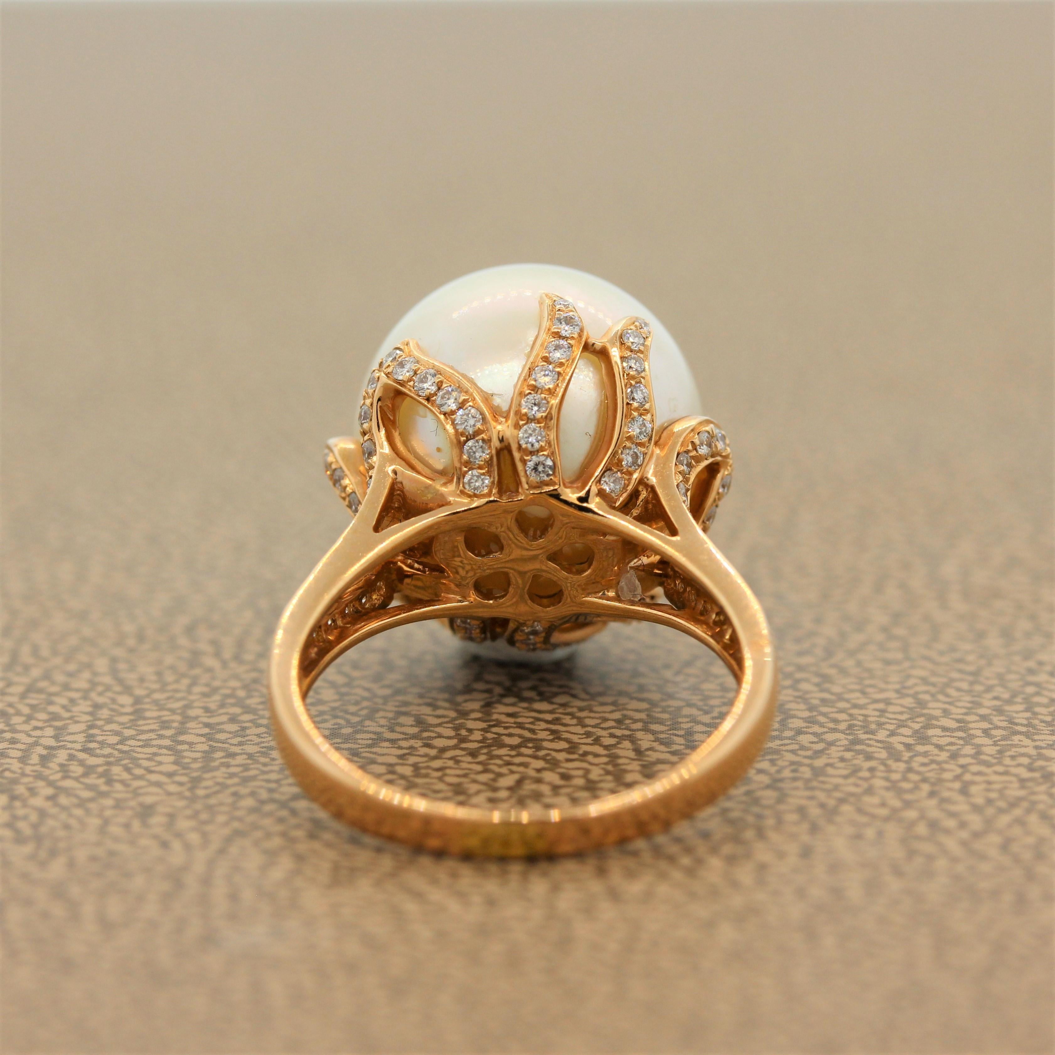 Pearl Diamond Gold Ring For Sale 1