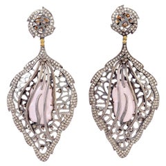 Boucles d'oreilles en dentelle perles et diamants