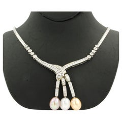 Pearl Diamond Lavaliere Necklace