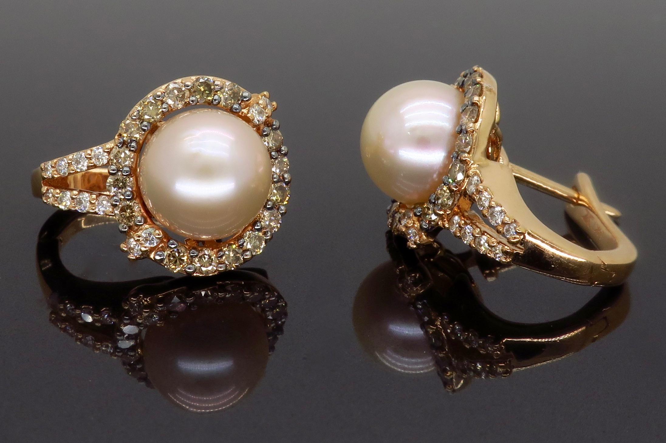 Pearl and Diamond Lever-Back Earrings 2