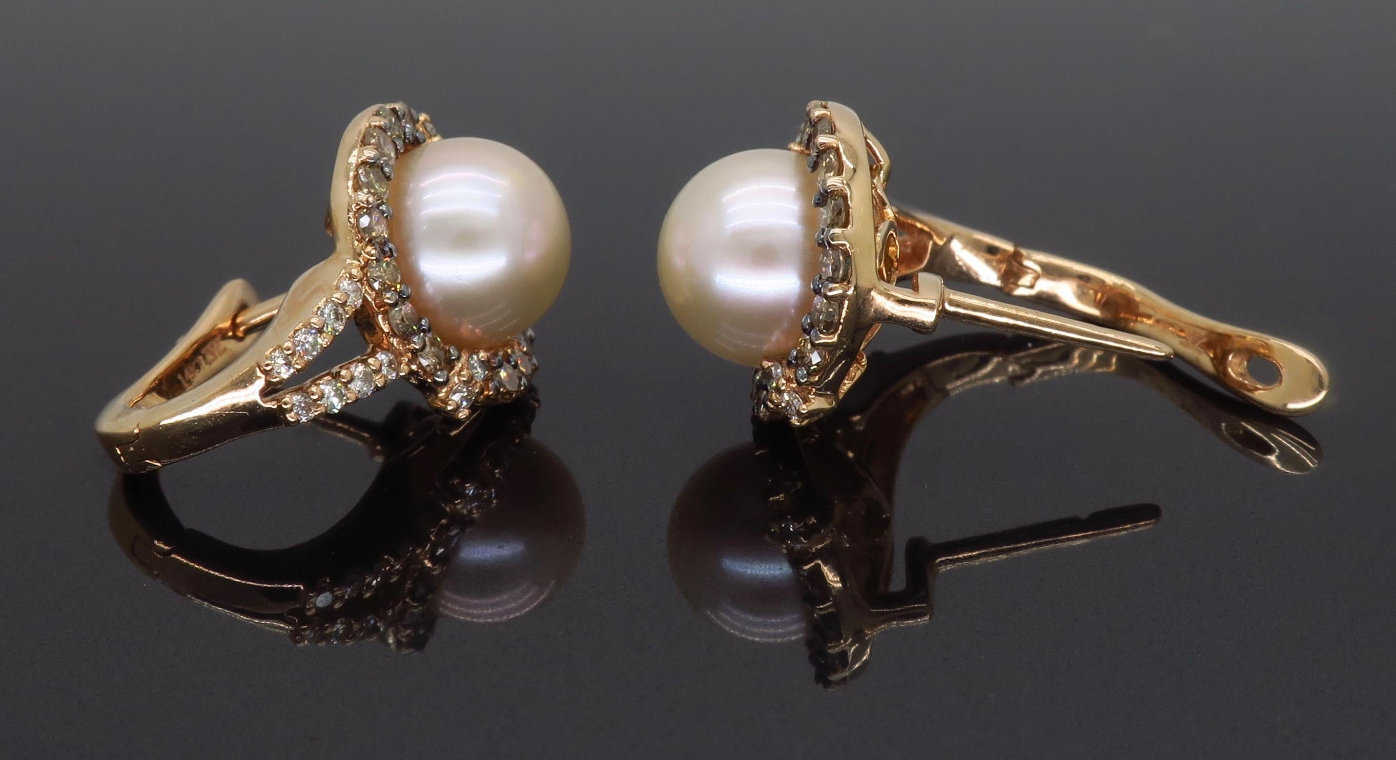 Pearl and Diamond Lever-Back Earrings 3