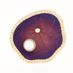 Pearl Diamond Lily Pad 18 Karat Gold Ring