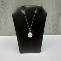 Pearl Diamond Necklace 10K Yellow Gold 8.3mm 0.03ctw New