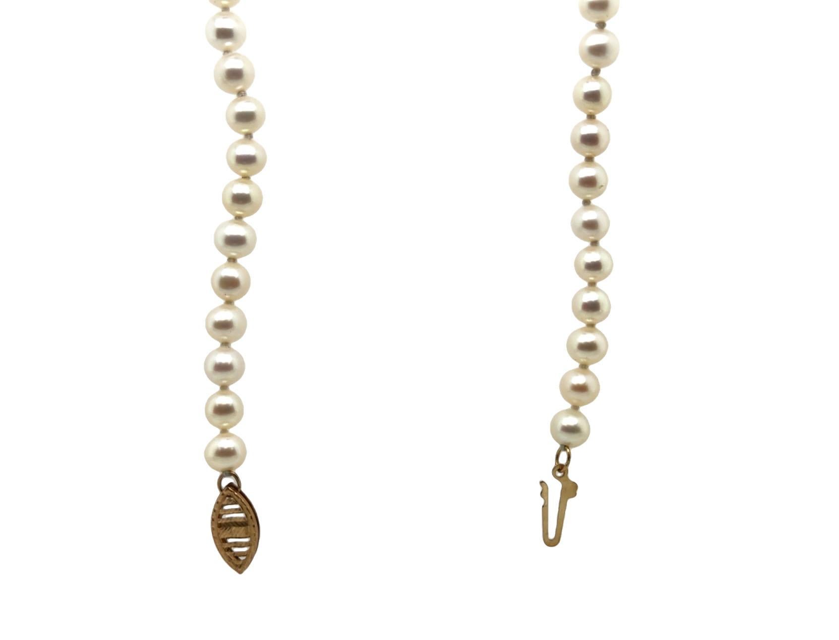 Collana Pearl Diamond 5 mm Perla 16 pollici Rosa/Bianco Filo di perle Oro giallo In condizioni ottime in vendita a Dearborn, MI