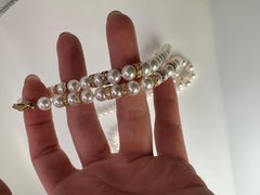 Pearl Diamond Necklace Extra Long Natural Akoya Pearls Strand 18 Karat Rare
