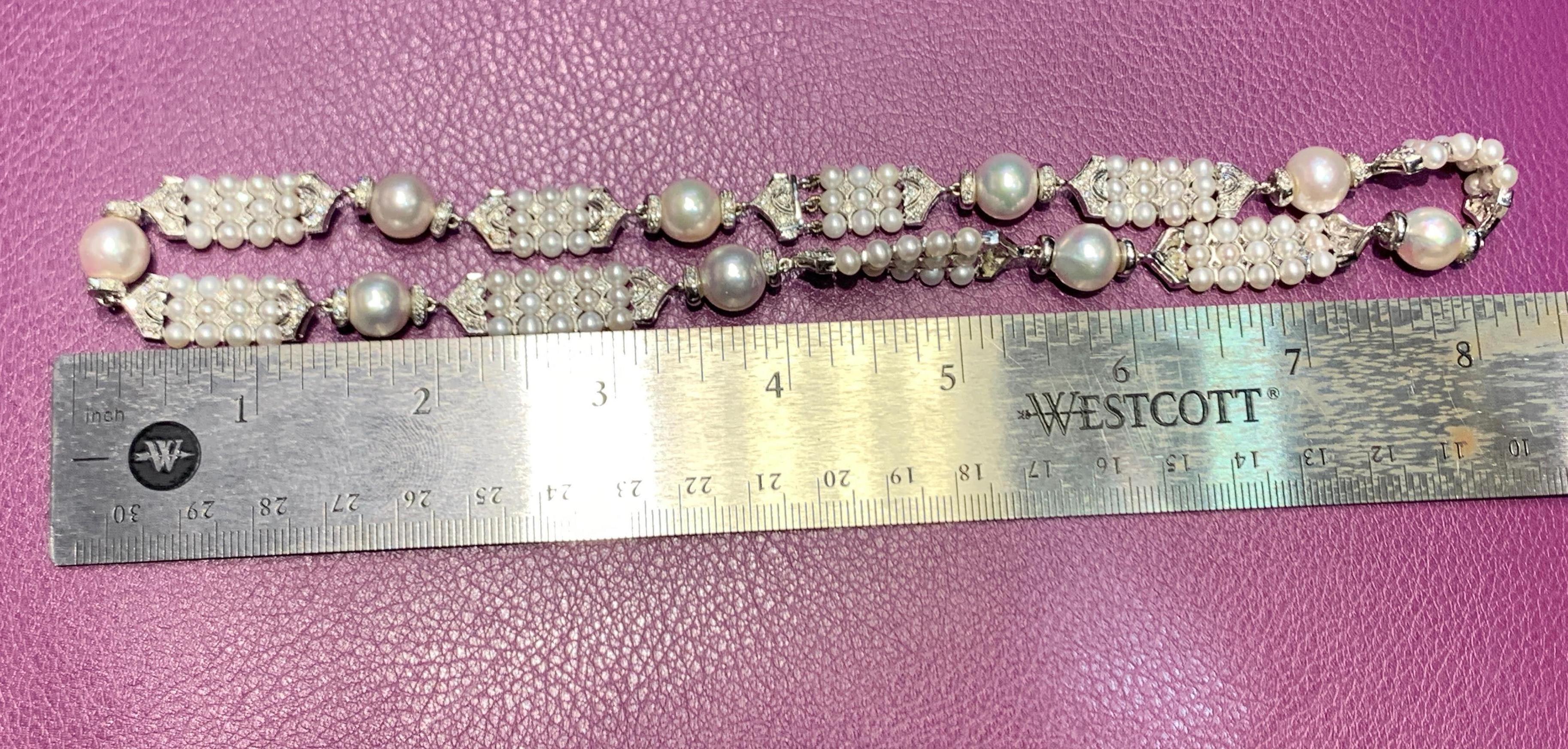Pearl and Diamond Necklace In Excellent Condition In New York, NY